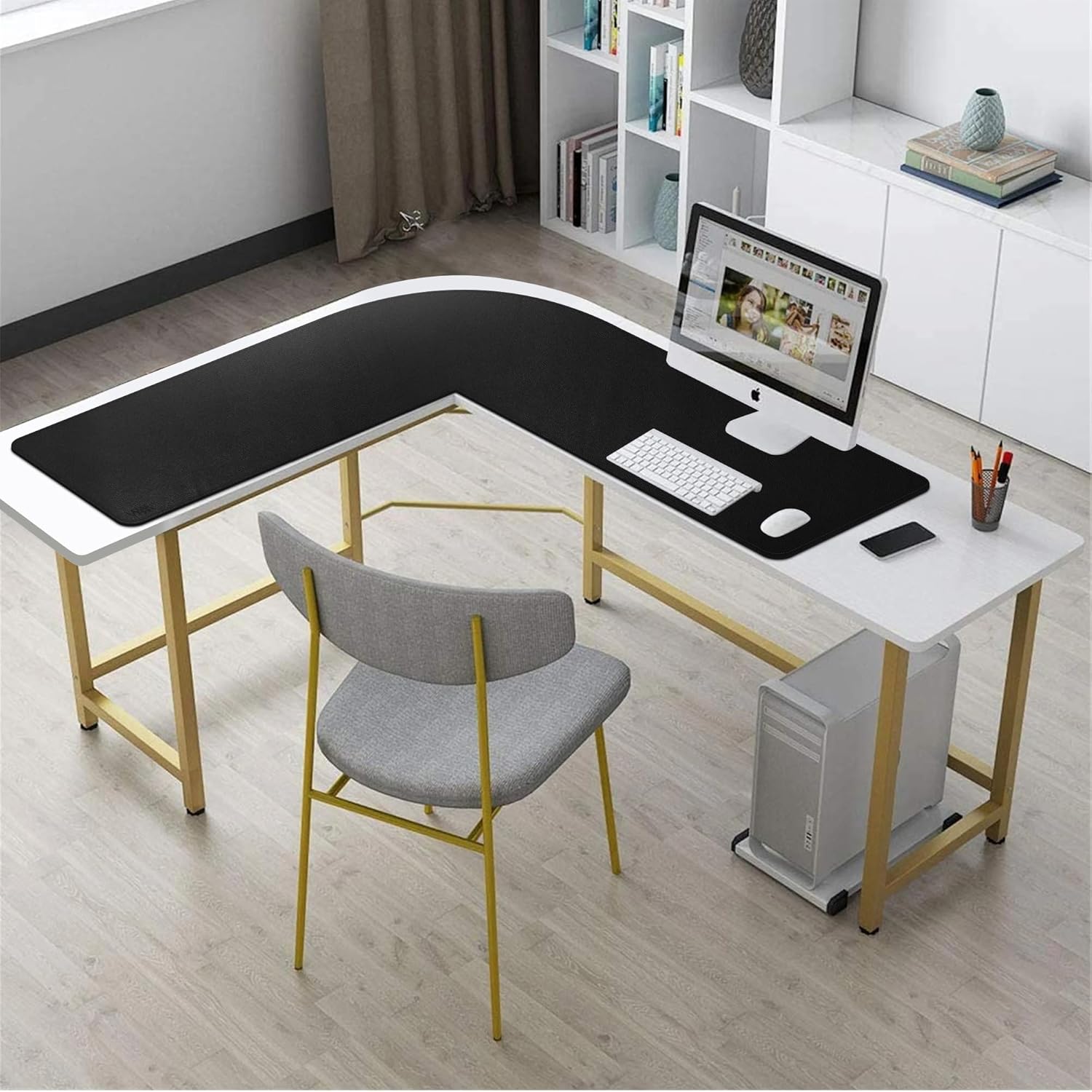 Vyaaa L Shaped Desk Mat Leather Desk Pad, PU Leather Corner Desk Mat for Computer, Gaming, Writing, Home and Office, 39.4"x 39.4"x 13" Light Purple 18 81740 urDbL. AC SL1500 - northernschoolofshiatsu.co.uk