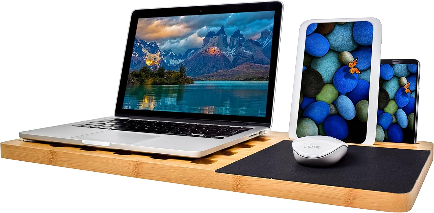 BOOKAHOLIC Lap Desk| Enhanced Organic Bamboo Lap Tray with Vent Holes & Built-in Fabric Covered Mouse Pad for 11",13",15" Laptops| Computer,Tablet, Phone Stand 1 817SMJKG6kL. AC SL1500 - northernschoolofshiatsu.co.uk