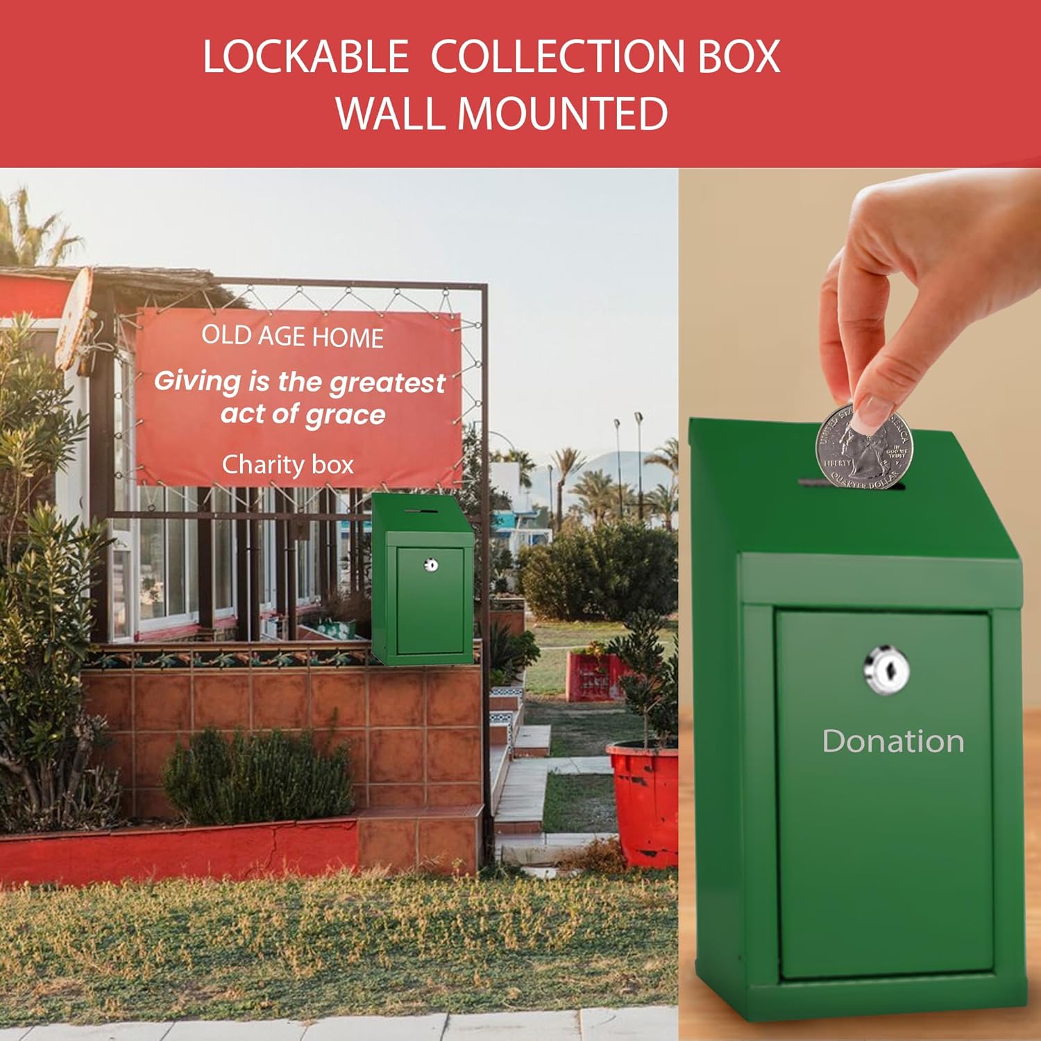Metal Donation Box Charity Steel Collection Box Office Suggestion Box Secure Box With Top Slot and Lock with Keys Wall Mount with pre drilled holes 10x6x2.5" waterproof mailbox for Home Office(Gray) 37 817TtZ30XVL. AC SL1500 - northernschoolofshiatsu.co.uk