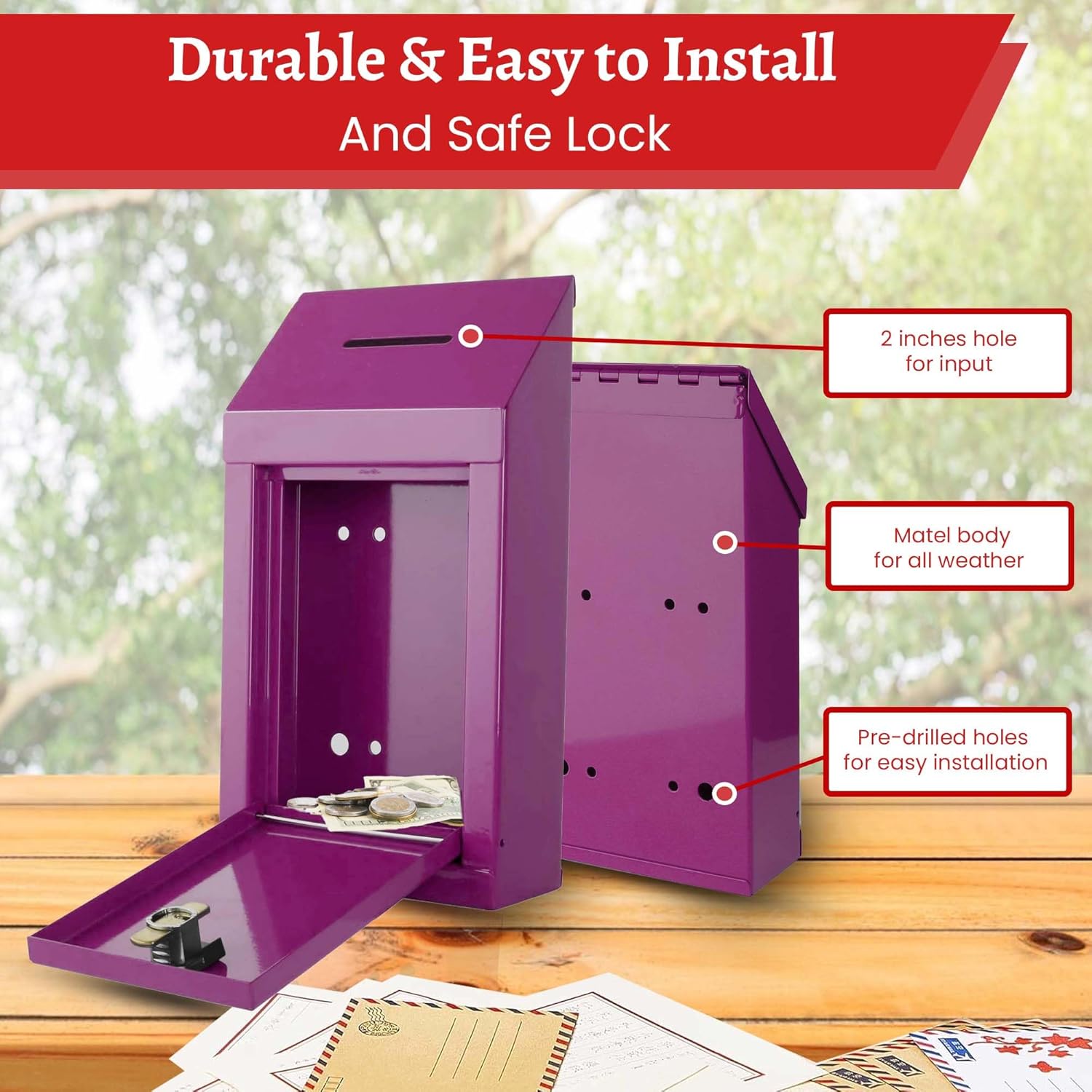 Metal Donation Box Charity Steel Collection Box Office Suggestion Box Secure Box With Top Slot and Lock with Keys Wall Mount with pre drilled holes 10x6x2.5" waterproof mailbox for Home Office(Gray) 51 818klYJHI+L. AC SL1500 - northernschoolofshiatsu.co.uk