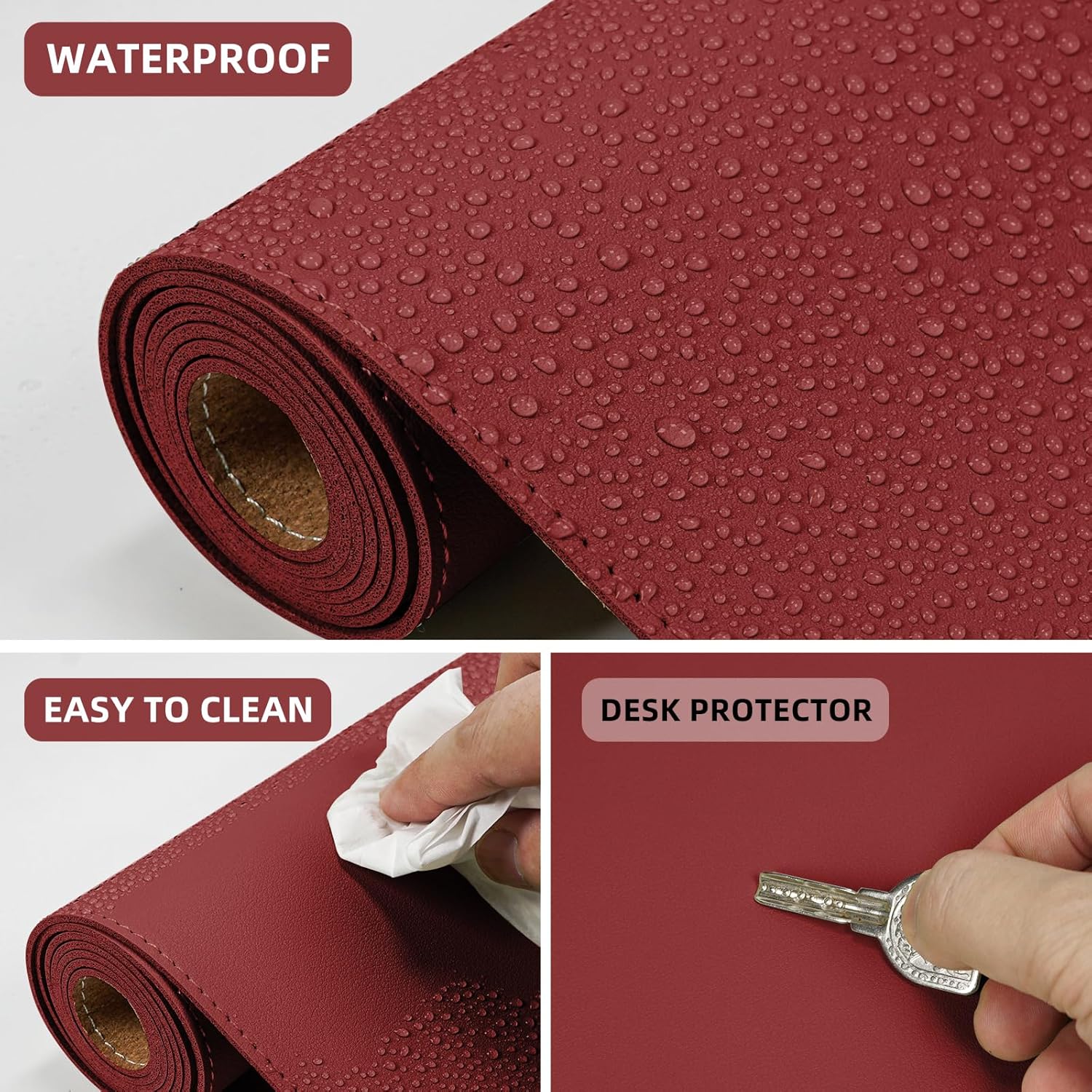 Large Desk Mat 47.2" x 17" Leather Desk Pad Protector with Natural Cork & PU Leather, Non-Slip Office Desk Mat, Large Mouse Pad, Waterproof Desk Blotter pad for Office&Home(Black) 4 - northernschoolofshiatsu.co.uk
