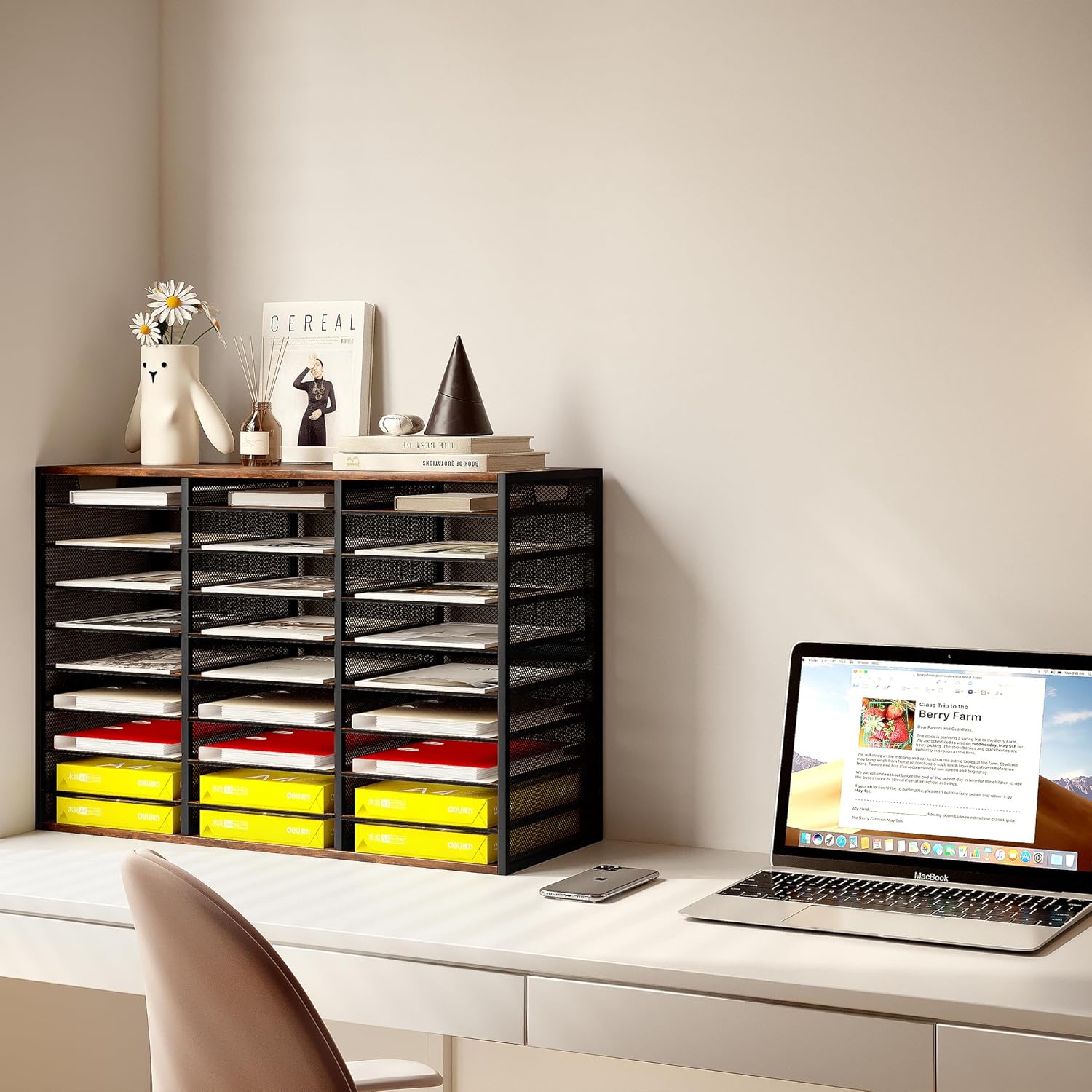 Letter Size Paper Organizer, Metal Literature Organizer, Sturdy Mail Storage Organizer, Desktop Organizer for Storage, Magazine Organizer Keep Desktop Clean, 12 Compartments, Black 32 8190msh66VL. AC SL1500 - northernschoolofshiatsu.co.uk