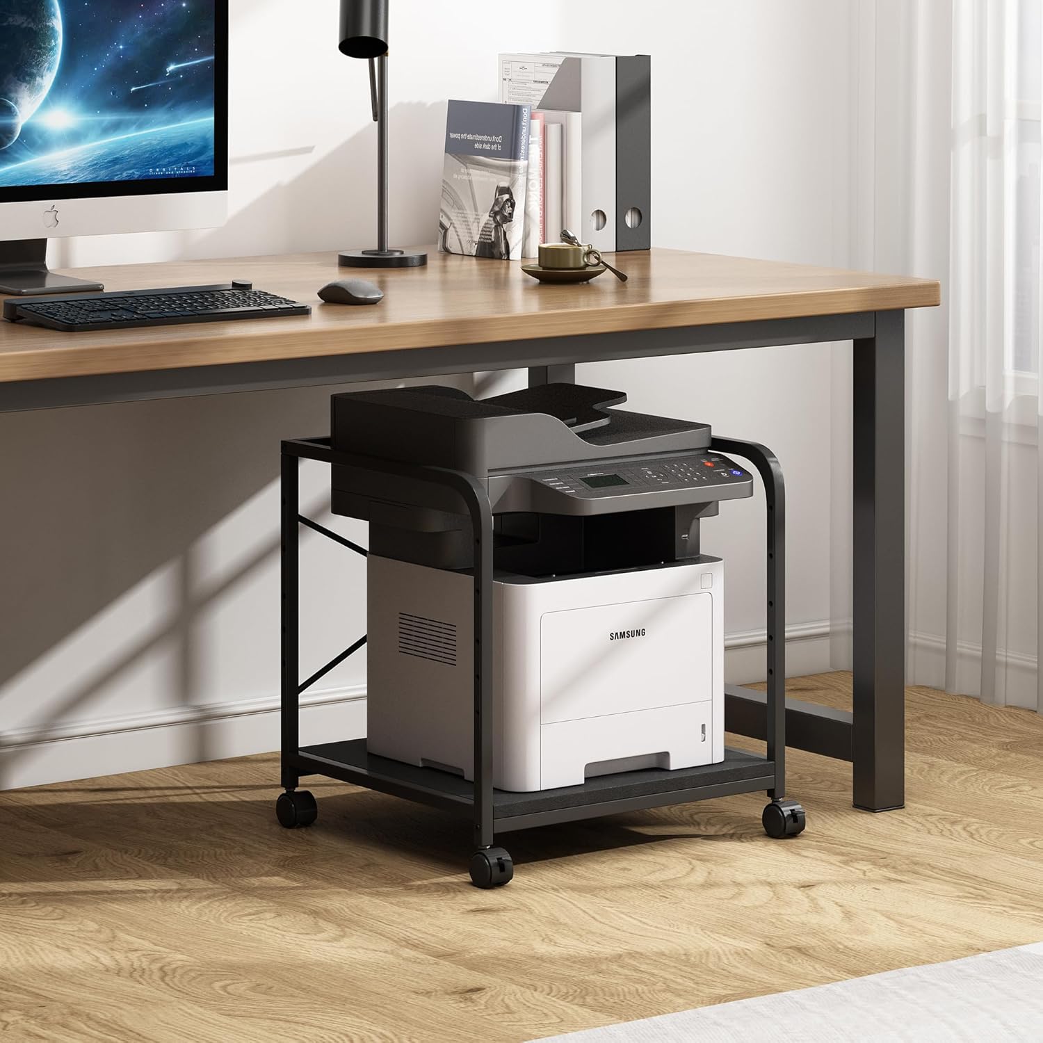 2 Tier Under Desk Printer Stand with Storage, 20 Inches Deep Large Printer Table with Height Adjustable Shelf, Rolling Printer Cart with Wheels for Home Office - Black 7 819wjJjoEGL. AC SL1500 - northernschoolofshiatsu.co.uk