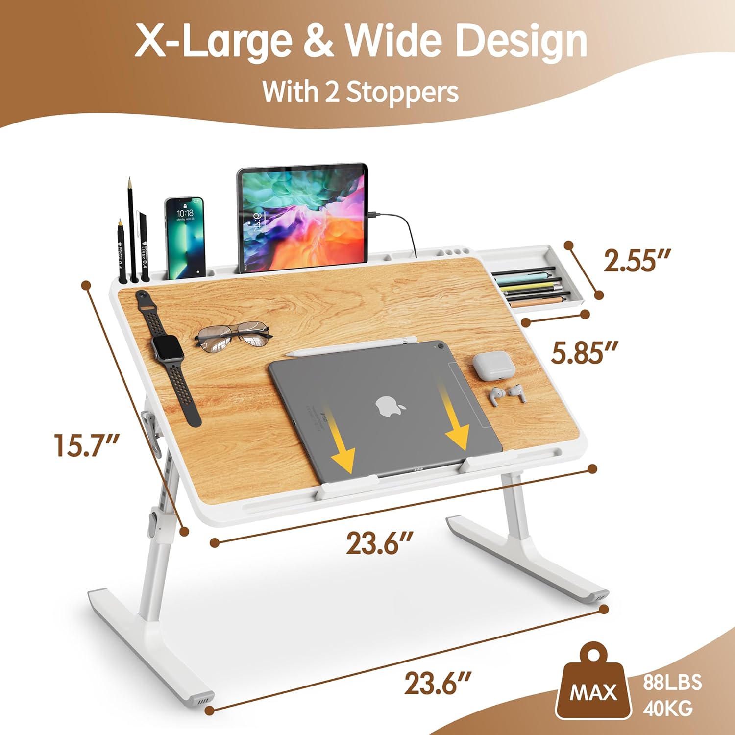 Monomi Laptop Desk for Bed, Height & Angle Adjustable Laptop Stand for Bed,X-Large Folding Portable Lap Desks Trays with Storage Drawers, Lap Table for Eating, Working, Writing and Drawing 19 81AFR9fqRNL. AC SL1500 - northernschoolofshiatsu.co.uk