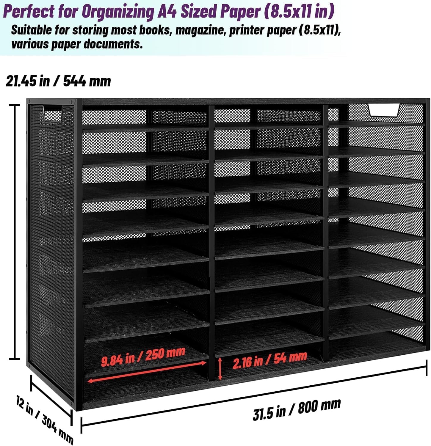 Letter Size Paper Organizer, Metal Literature Organizer, Sturdy Mail Storage Organizer, Desktop Organizer for Storage, Magazine Organizer Keep Desktop Clean, 12 Compartments, Black 2 81AJJ8PD5TL. AC SL1500 - northernschoolofshiatsu.co.uk