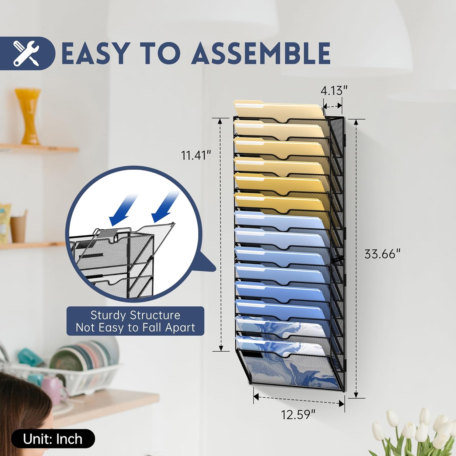 DALTACK Wall File Organizer, 14 Tier Hanging File Organizer, Mail Organizer Wall Mounted for Papers Folders Clipboard Magazine, Office Cubicle Organization & Storage, Assembly Needed, Mesh Black 4 81AdmUcj2 L. AC SL1500 - northernschoolofshiatsu.co.uk