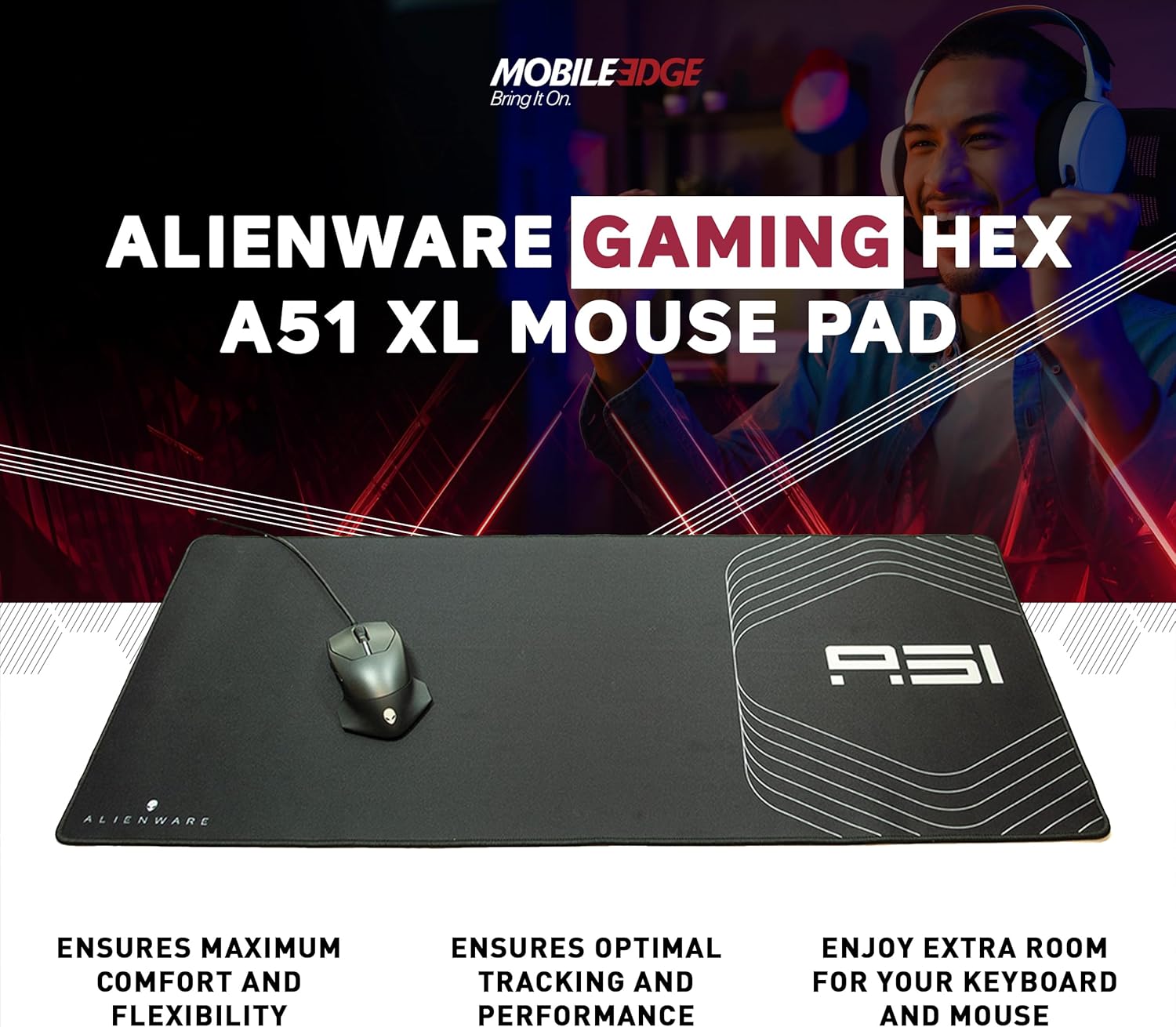Mobile Edge Alienware Hex A51 Extra Large Gaming Keyboard Mouse Pad Mat for Computer, Desk, Office, Portable Roll-Up Design, 32.5″x 14.5″ 2 81AlefkC21L. AC SL1500 - northernschoolofshiatsu.co.uk