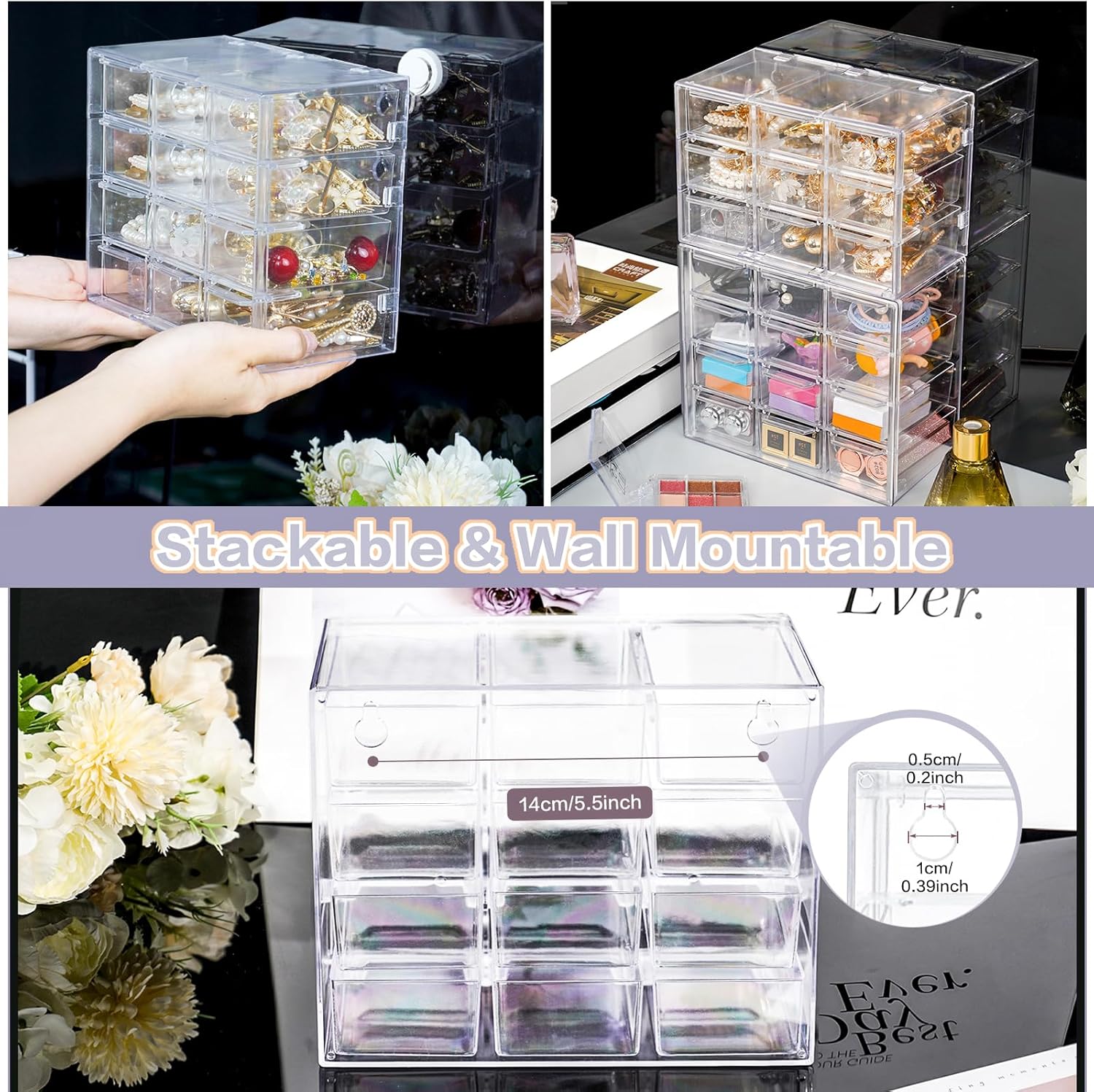 Desk Storage Organizer with 12 Mini Drawers, FODIENS Clear Desktop Craft Drawer Cabinet, Stackable Storage Box Caddy for Makeup Jewelry Office Craft Supplies (7.09x3.94x6.1in) 4 81BBcl673kL. AC SL1500 - northernschoolofshiatsu.co.uk