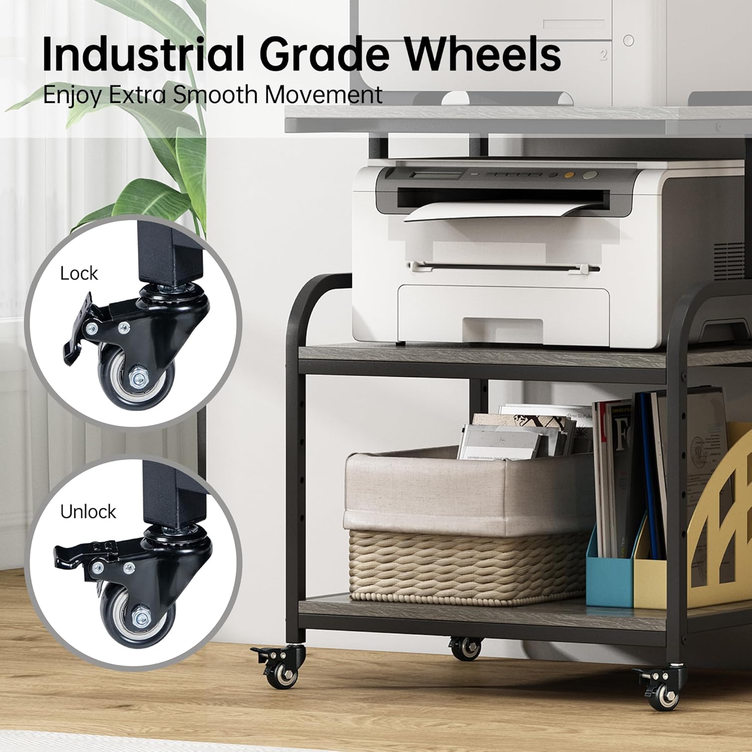 Large Printer Stand Table 23.6 x18.9 x 30 Inches with Height Adjustable Storage Shelf, 3 Tier Rolling Printer Cart with Wheels for Home Office, Gray 5 81CAAcJLNhL. AC SL1500 - northernschoolofshiatsu.co.uk