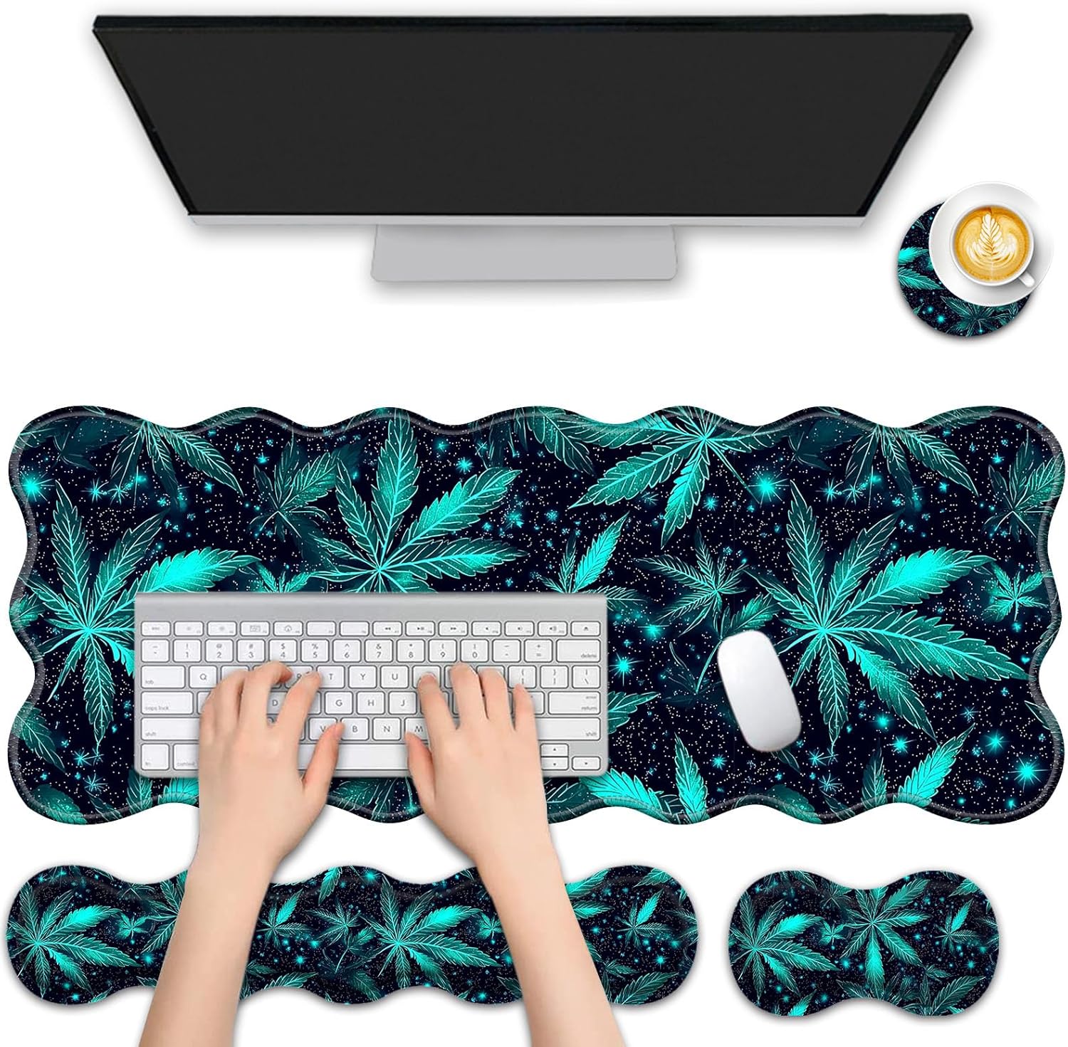 4 in 1 Desk Mat Set,Mouse Pad with Keyboard Wrist Rest,Wave-Shaped Design,Non-Slip Rubber Base,Waterproof,for Home,Office,Gaming,Starry Night 37 81CTRQnsFIL. AC SL1500 - northernschoolofshiatsu.co.uk