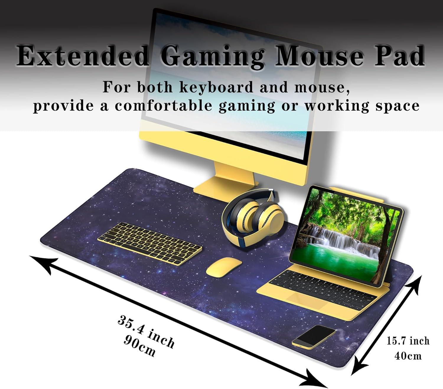 Office Desk Pad Galaxy Universe, Gaming Mousepad XXL Mouse Pads Large Mouse Pad, Work Desk Mat Non-Slip Rubber Base, 35.4 X 15.7 inch for Work/Game/Office Starry Night Sky Stars Outer Space 3 81Cm050DyfL. AC SL1500 - northernschoolofshiatsu.co.uk