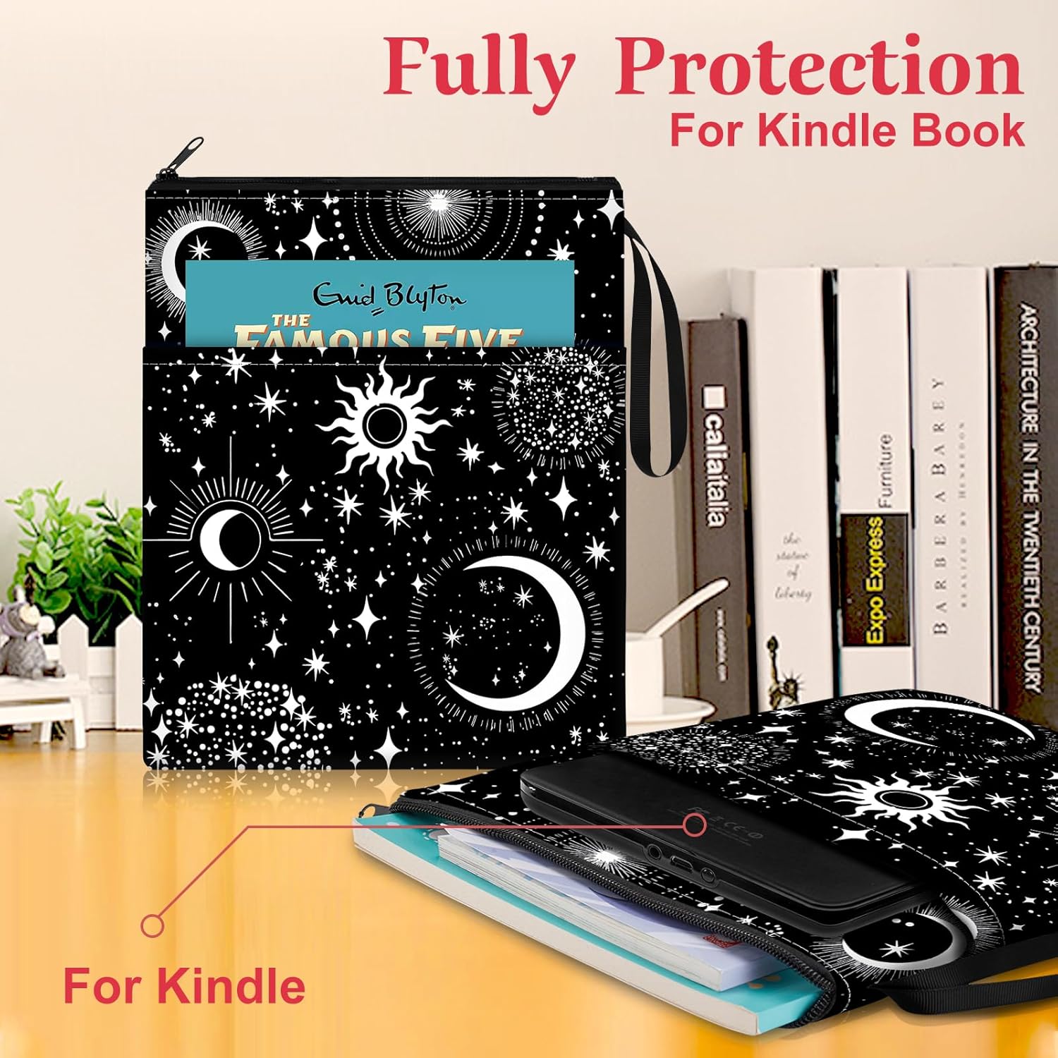 Slohif Book Sleeve Pouch Book Cover Protector with Zipper Black Book Beau Booksleeve Pouches for Paperback HardBook Cover Reading Accessories Item for Students Women Readers(Sun Moon) 3 81DY5gfjIdL. AC SL1500 - northernschoolofshiatsu.co.uk