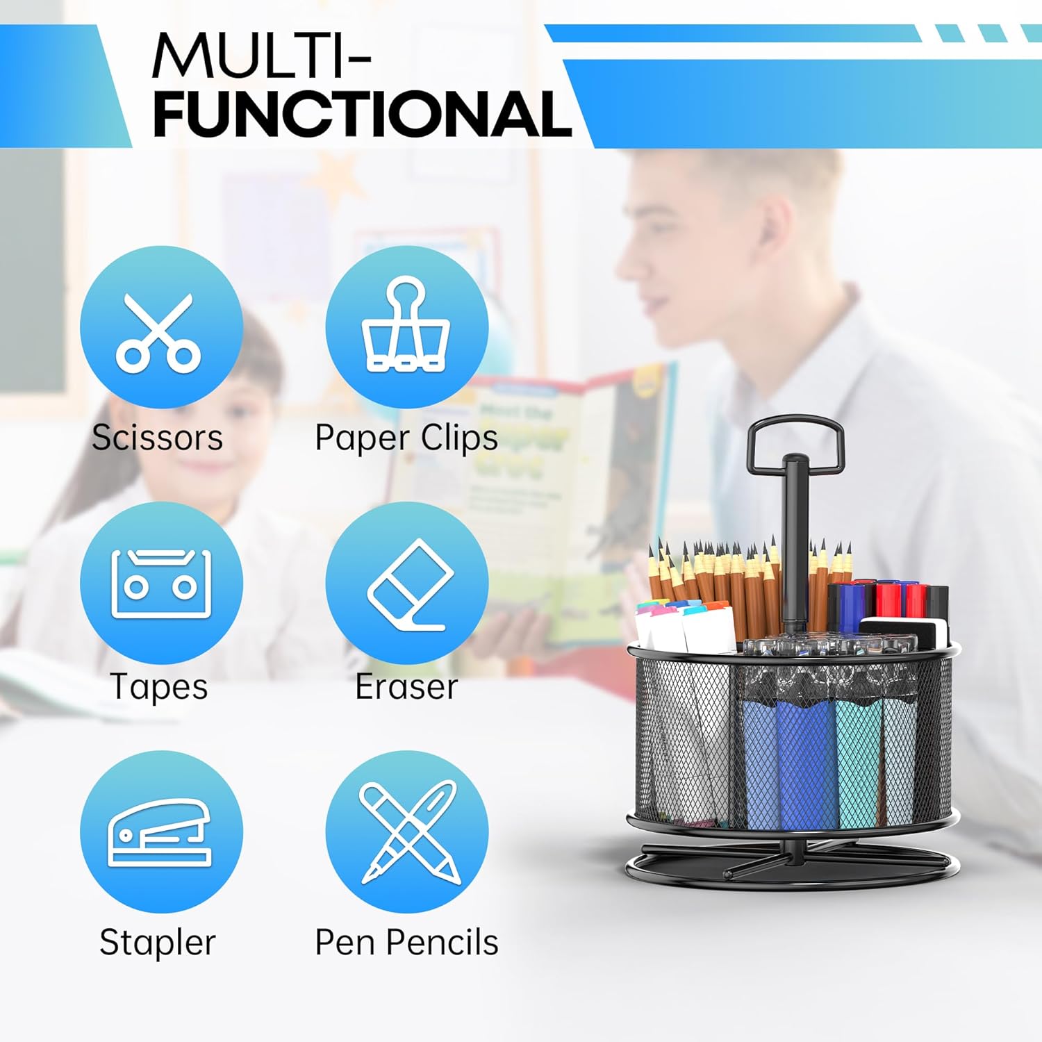 360-Degree Rotating Pen Holder for Desk, Mesh Pencil Organizer Multi-Functional Pen Holder, 4 Compartments Desktop Stationary Organizer, Home Office Black 5 81DvMwvIcEL. AC SL1500 - northernschoolofshiatsu.co.uk