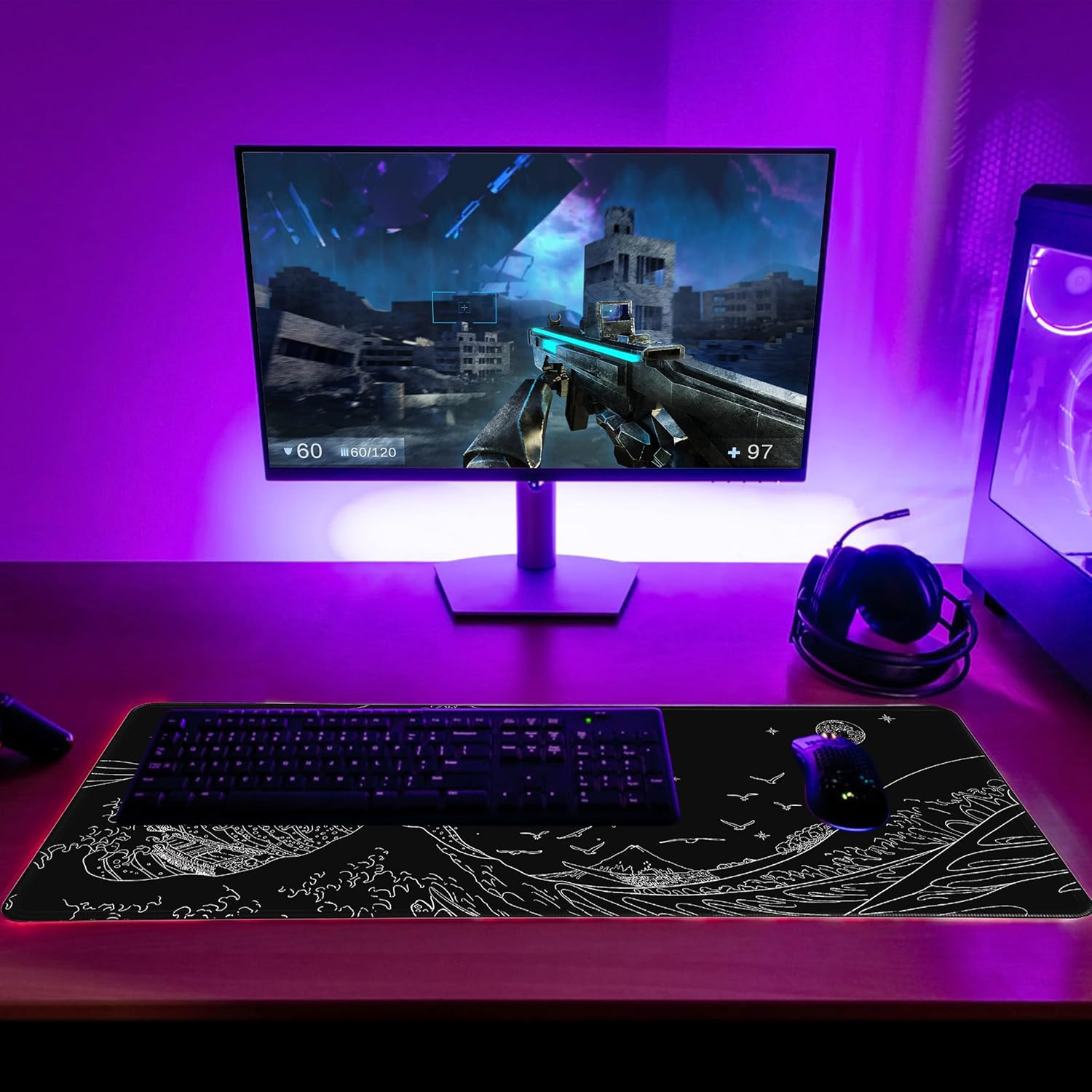 MEWOOCUE® Large Gaming Mouse Pad for Computer,Black Japanese Sea Wave Anime Mouse Mat,Long XXL Waterproof Keyboard Pads,Big Non-Slip Mouse Pads for Game Office Home(31.5 x 11.9 in) 14 81F+j Ych9L. AC SL1500 - northernschoolofshiatsu.co.uk