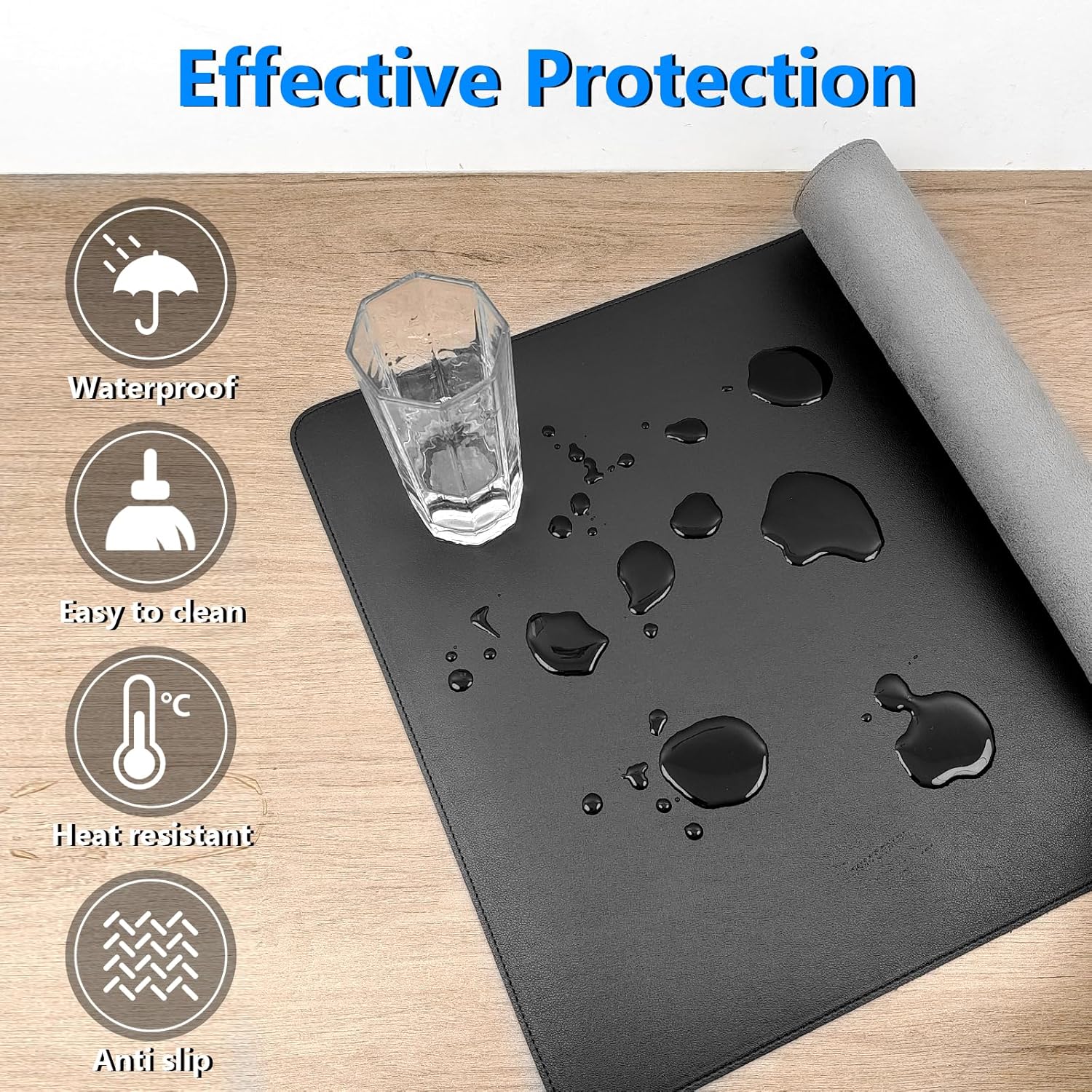 Leather Desk Pad Protector, Large Desk Mat for Keyboard and Mouse, Scratch-Proof and Wear-Resistant, Suede Non-Slip Bottom(Black-23.6 x 13.7 in) 14 81F+u lTySL. AC SL1500 - northernschoolofshiatsu.co.uk