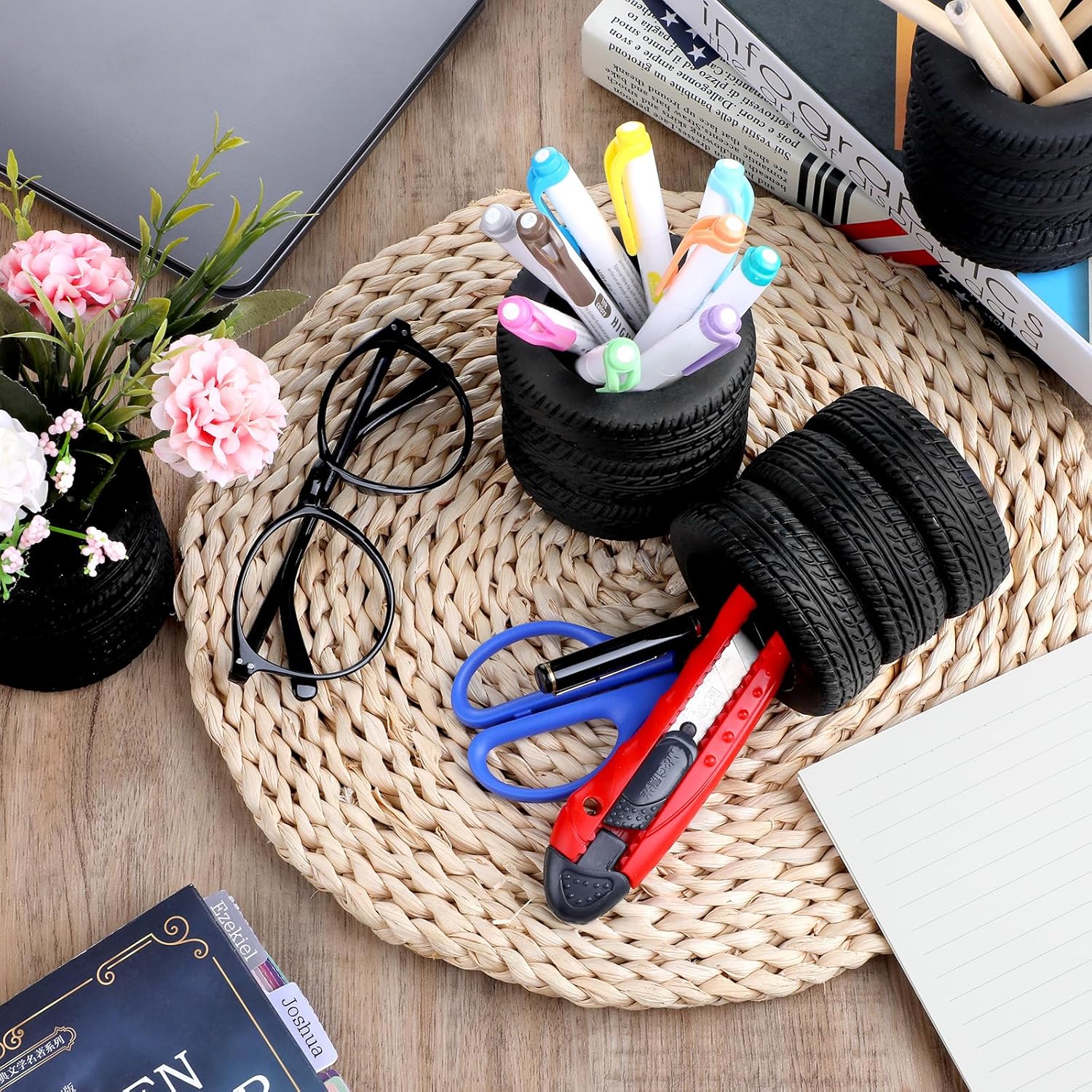 4 PCS Tire Shape Pencil Holder, Car Tire Pencil Holder, Black Pen Holder, Suitable for Classroom, School, Office, Study Room (Black) 5 81F3BpVyhkL. AC SL1500 - northernschoolofshiatsu.co.uk