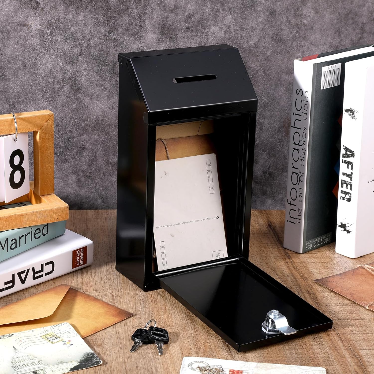 Metal Donation Box Collection Box Suggestion Box with Lock Wall Mounted Mailbox Delivery Ballot Box Safe Ballot Box Key Drop Box for Home Office Outdoor Door, 10.24 x 8.66 x 3.15 Inch 4 81G+yc1rfKL. AC SL1500 - northernschoolofshiatsu.co.uk
