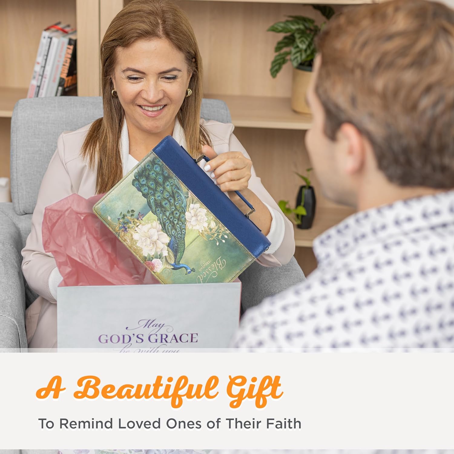 Christian Art Gifts Women's Vegan Leather Fashion Bible Cover Carry Case: Blessed - Jer. 17:17 Inspirational Scripture w/Cute Peacock & Multicolor Florals, Pockets, Pen Storage, Metallic Blue, Medium 7 81G1KbnpNVL. AC SL1500 - northernschoolofshiatsu.co.uk