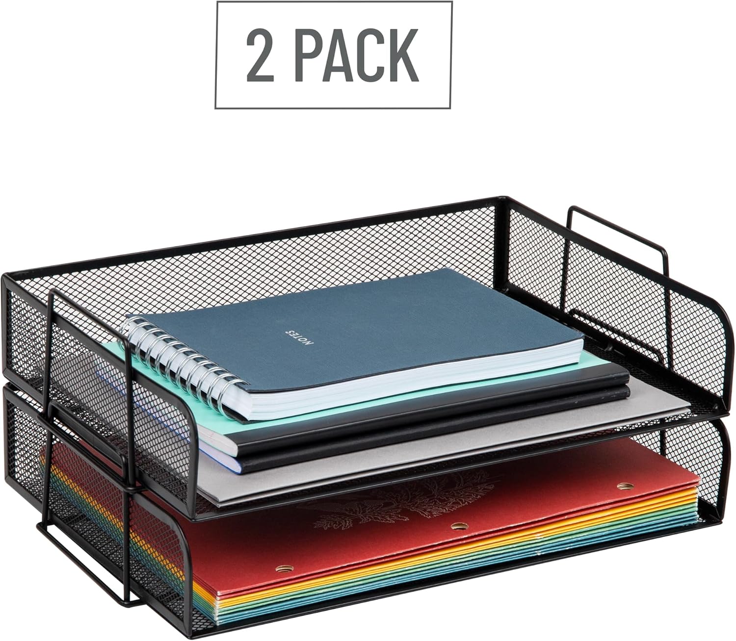 Mind Reader Stackable Paper Tray, Desktop Organizer, File Storage, Office, Metal Mesh, 13.25" L x 9.75" W x 6.25" H, 2 Pcs., Black 8 81G5AFOkCPL. AC SL1500 - northernschoolofshiatsu.co.uk