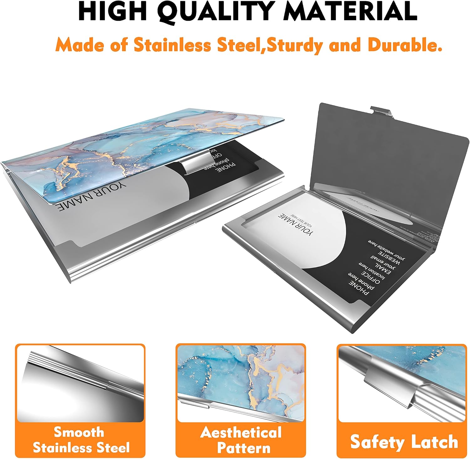 Business Card Metal Slim Organizer, Professional Stainless Steel Square Pocket Wallet for Office Workers, Compact and Portable for Pockets (Blue Marble 4 81G9bEmlfIL. AC SL1500 - northernschoolofshiatsu.co.uk