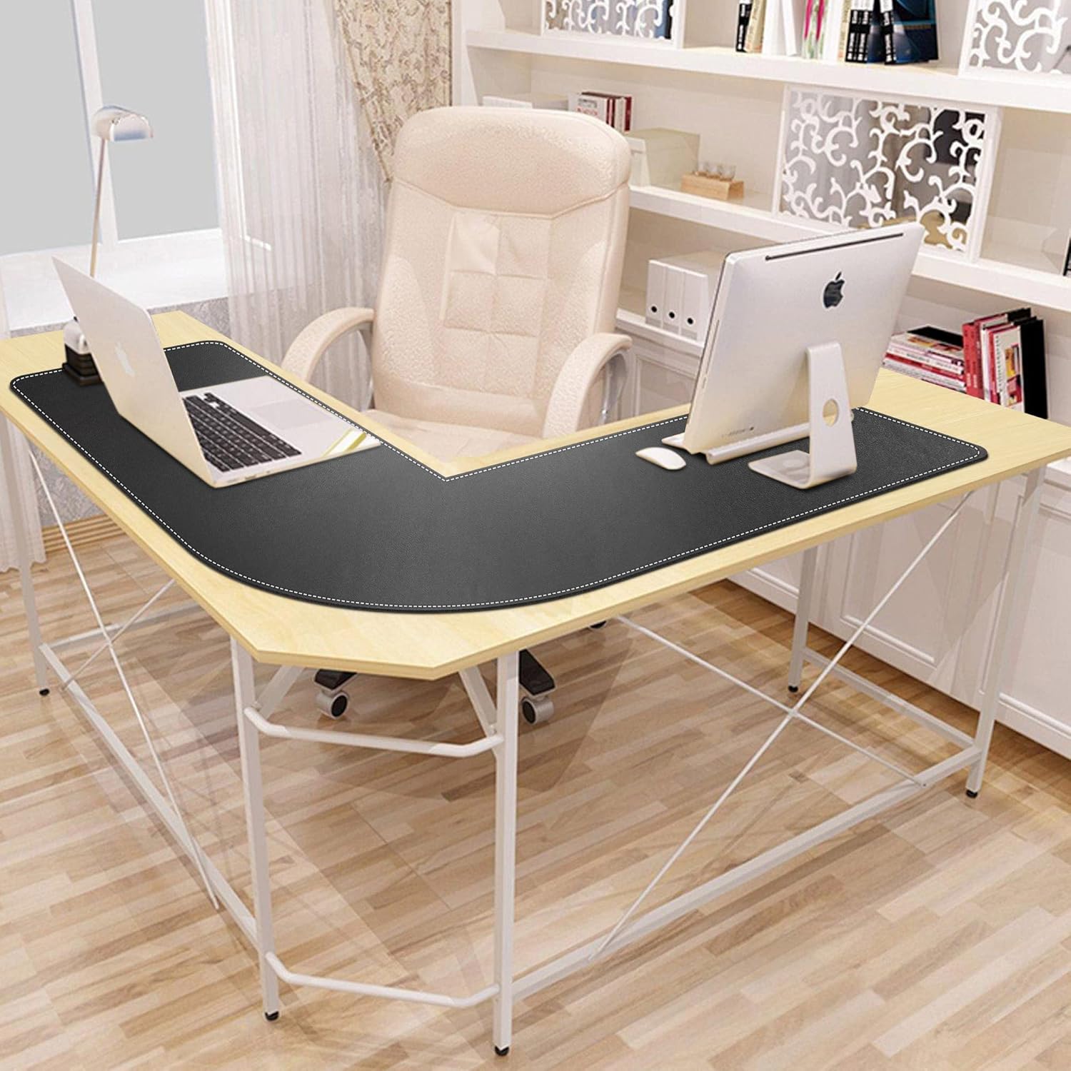 Mydours L-Shape Desk Pad, (38"+38) x 13" Large PU Leather Corner Desk Mat Blotter, XXL Large Waterproof Gaming Mouse Pad, Desktop Protector for Computer Keyboard Home Office (Black) 72 81HC6g351yL. AC SL1500 - northernschoolofshiatsu.co.uk