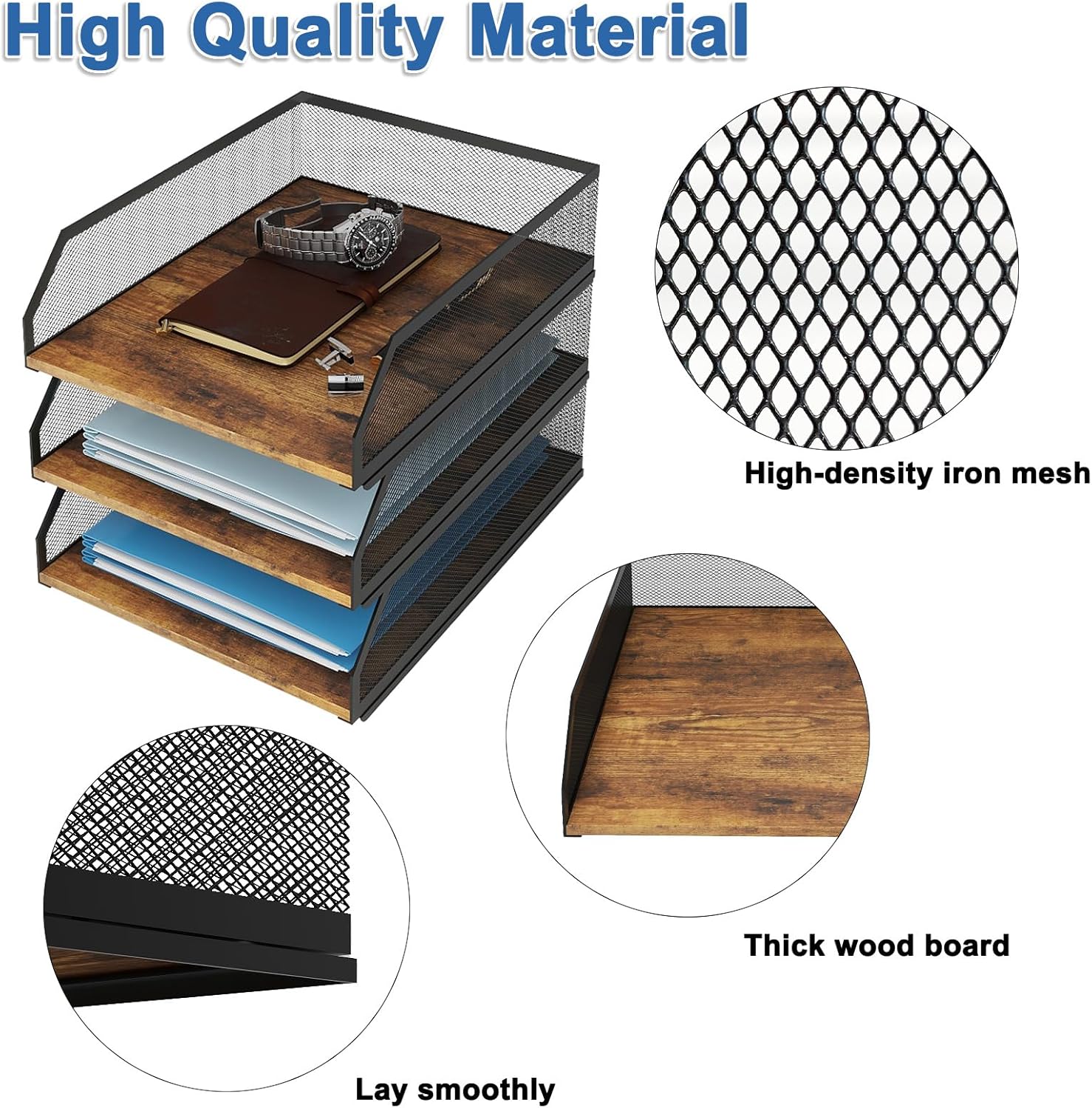 Natwind 3-Tier Stackable Paper Tray, Metal Mesh Desktop Organizer, Wood Board Paper Sorter, Letter Trays,File Document Storage Rack for for Home, Office, School (Retro) 10 81HHFdMiEFL. AC SL1500 - northernschoolofshiatsu.co.uk