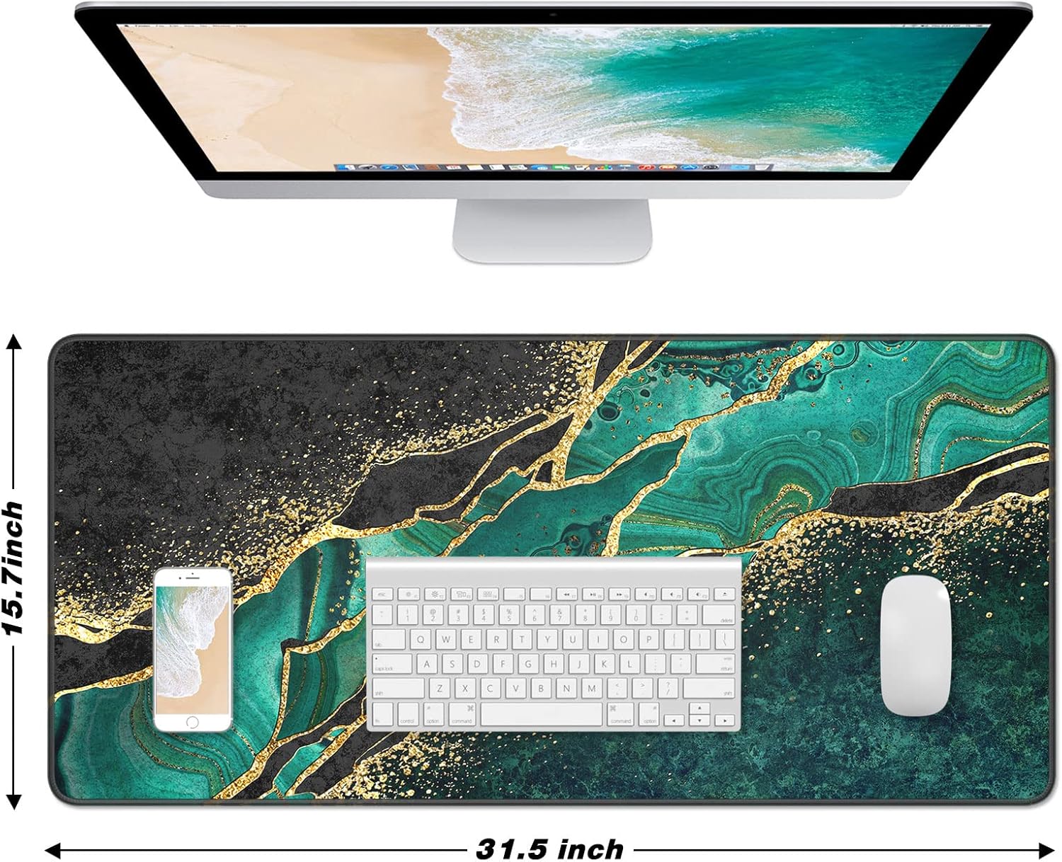 Extended Large Mouse Pad, XXL Gaming Mousepad 31.5 x 15.7 Inch, Big Computer Keyboard Desk Pad, Waterproof Mouse Mat with Stitched Edges and Non-Slip Base for Office Gaming, Green Marble 2 81HXWblAjnL. AC SL1500 - northernschoolofshiatsu.co.uk