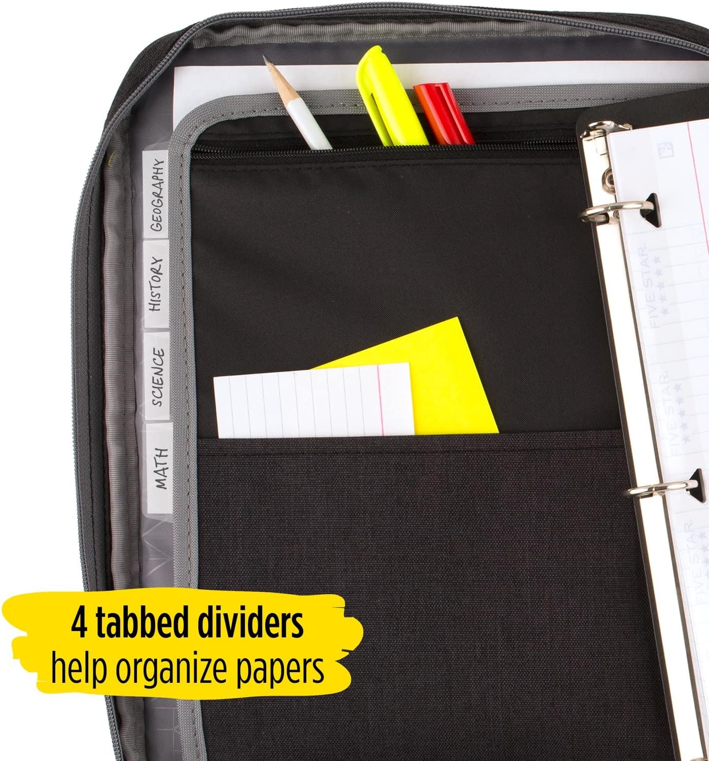 Five Star Zipper Binder, 1 Inch 3-Ring Binder, Carry-All with Internal Pockets and Dividers, 375 Total Sheet Capacity, Heathered Black/Gray (29092IT8) 12 81I2KiGXynL. AC SL1500 - northernschoolofshiatsu.co.uk