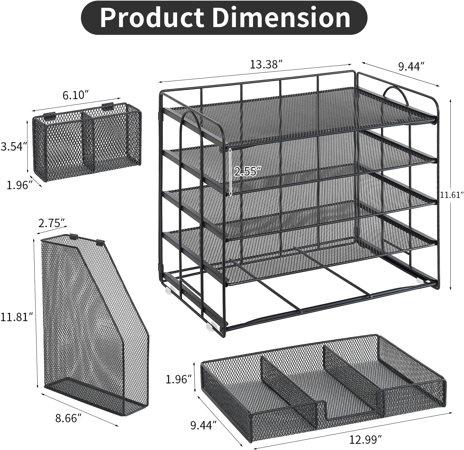 Youbetia Paper Tray Organizer with Mesh File Holder, 5 Tier Desk Accessories & Workspace Desk Organizers with Pen Holder, Office Desk Accessories Desktop Organization for Office Supplies (Black) 5 81IIgAvhnTL. AC SL1500 - northernschoolofshiatsu.co.uk