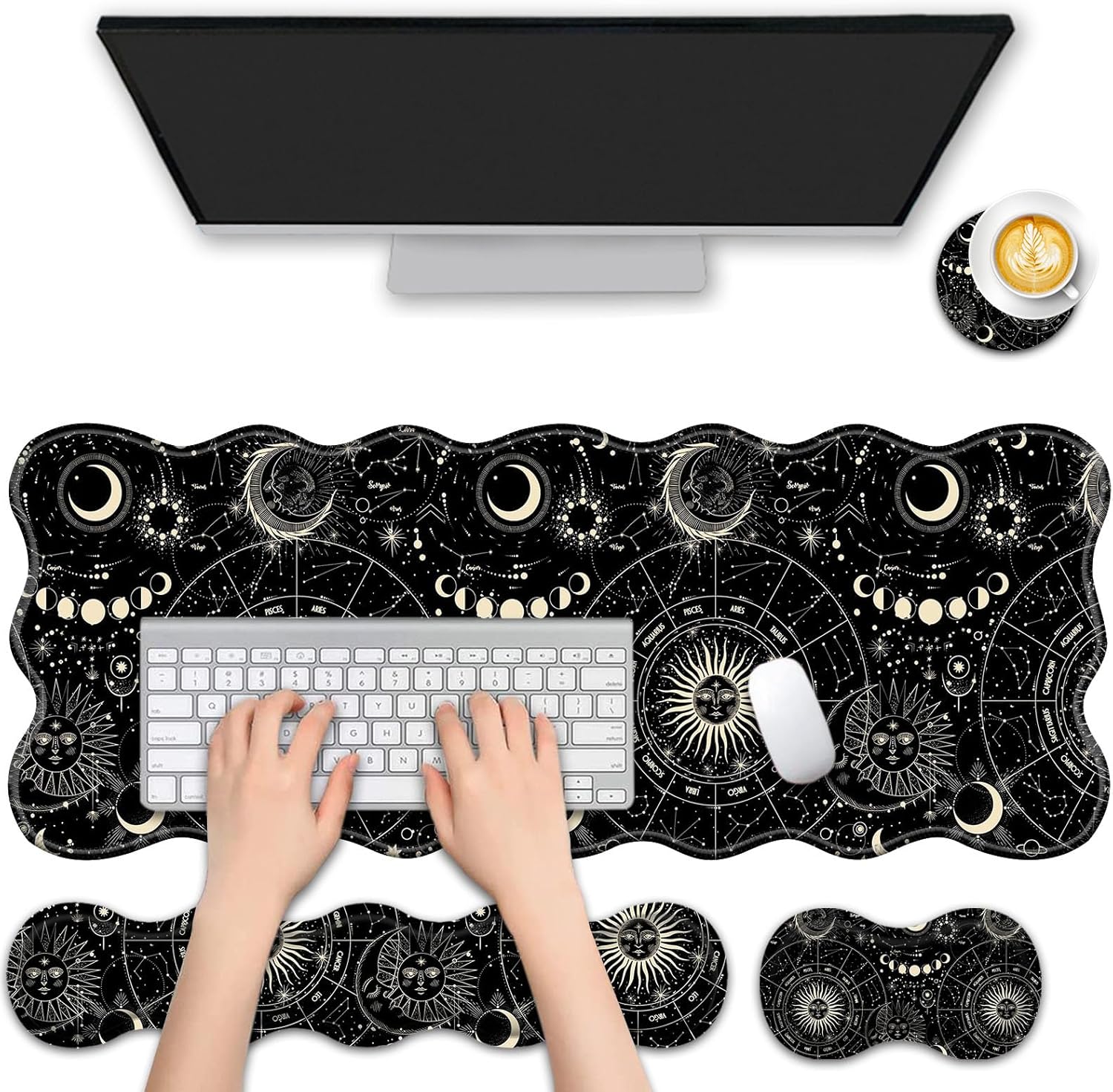 4 in 1 Desk Mat Set,Mouse Pad with Keyboard Wrist Rest,Wave-Shaped Design,Non-Slip Rubber Base,Waterproof,for Home,Office,Gaming,Starry Night 17 81IK3bFUnJL. AC SL1500 - northernschoolofshiatsu.co.uk
