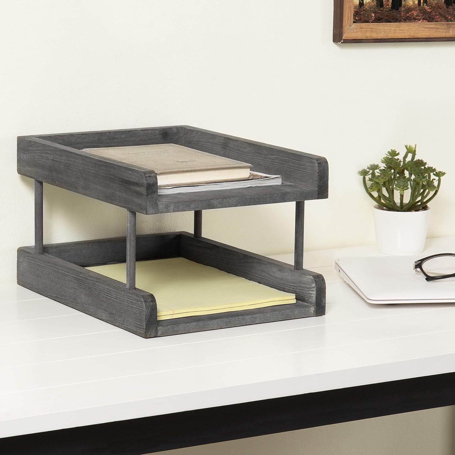MyGift 2-Tier Rustic Gray Wood Paper File Organizer in and Out Tray/Office Desktop Document Holder Rack 2 81INo6JcO0L. AC SL1500 - northernschoolofshiatsu.co.uk
