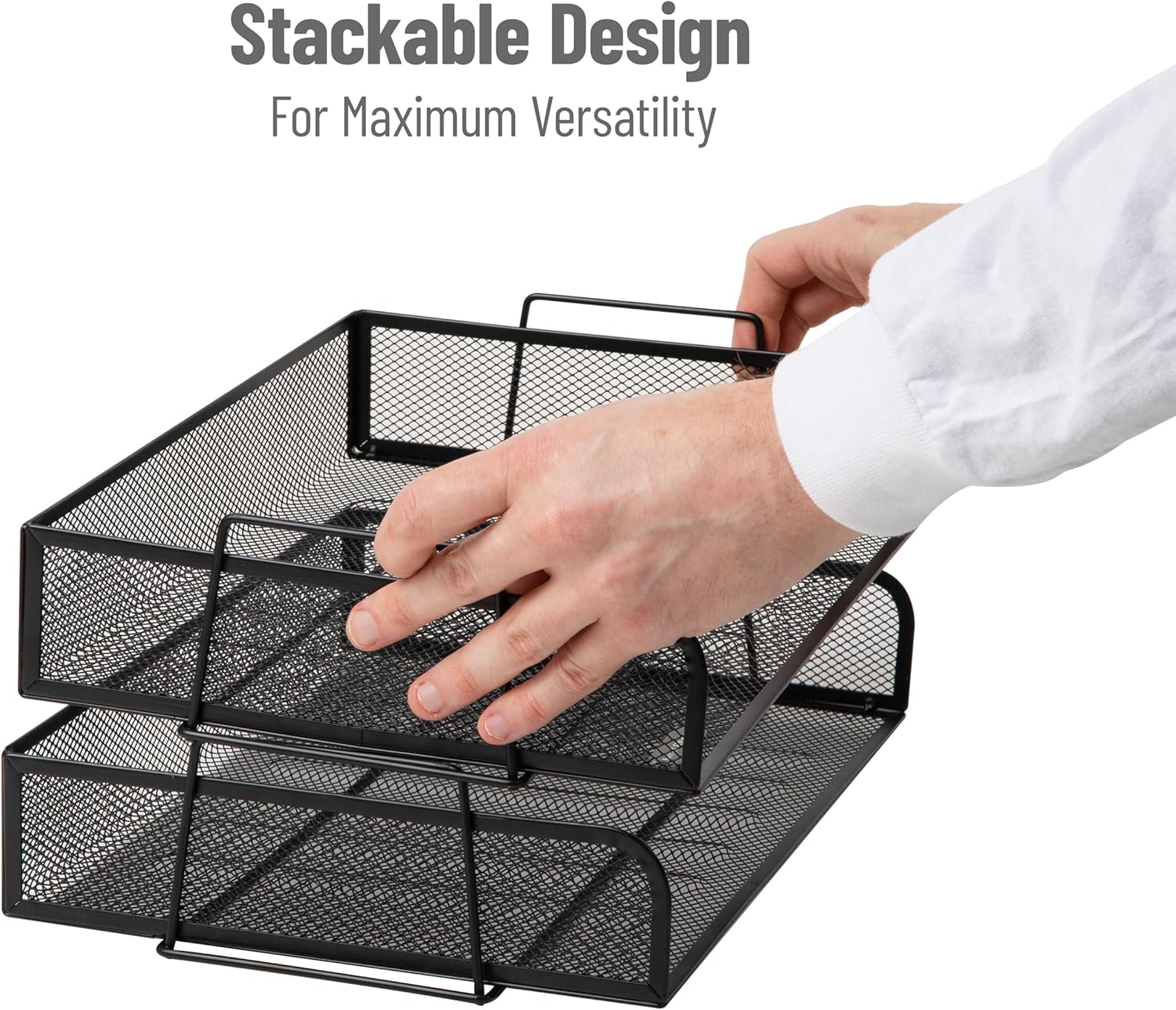 Mind Reader Stackable Paper Tray, Desktop Organizer, File Storage, Office, Metal Mesh, 13.25" L x 9.75" W x 6.25" H, 2 Pcs., Black 5 81JZDrNo UL. AC SL1500 - northernschoolofshiatsu.co.uk