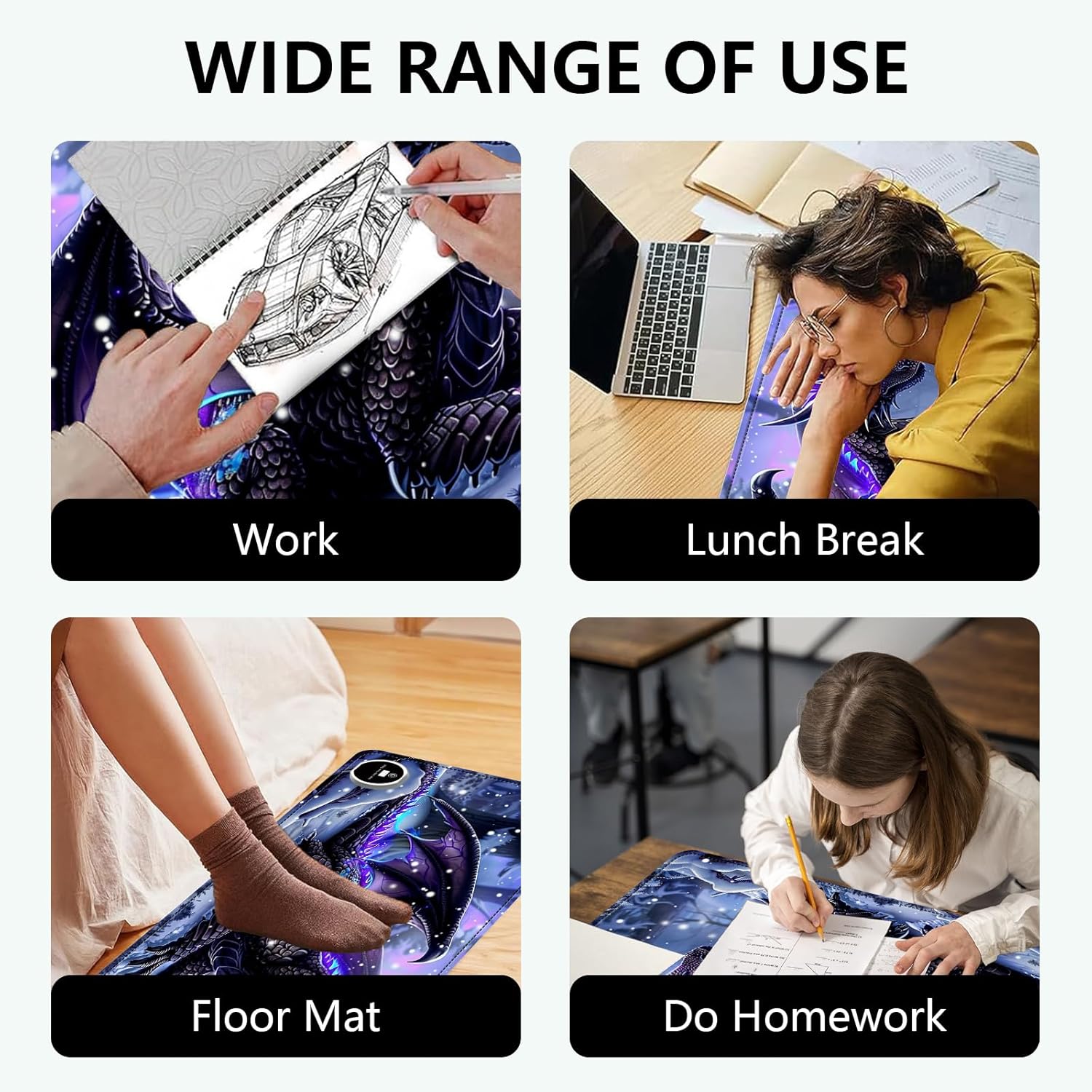 Heated Mouse Pad with 3 Levels Heated & 3 Hours Auto Shut-Off Mouse Pad for Warming Hands in Office Home, 31.5" x 13"Large Safe Desk Mat Hand Warmer,Purple Flying Dragon 31 81K0PhNe+IL. AC SL1500 - northernschoolofshiatsu.co.uk