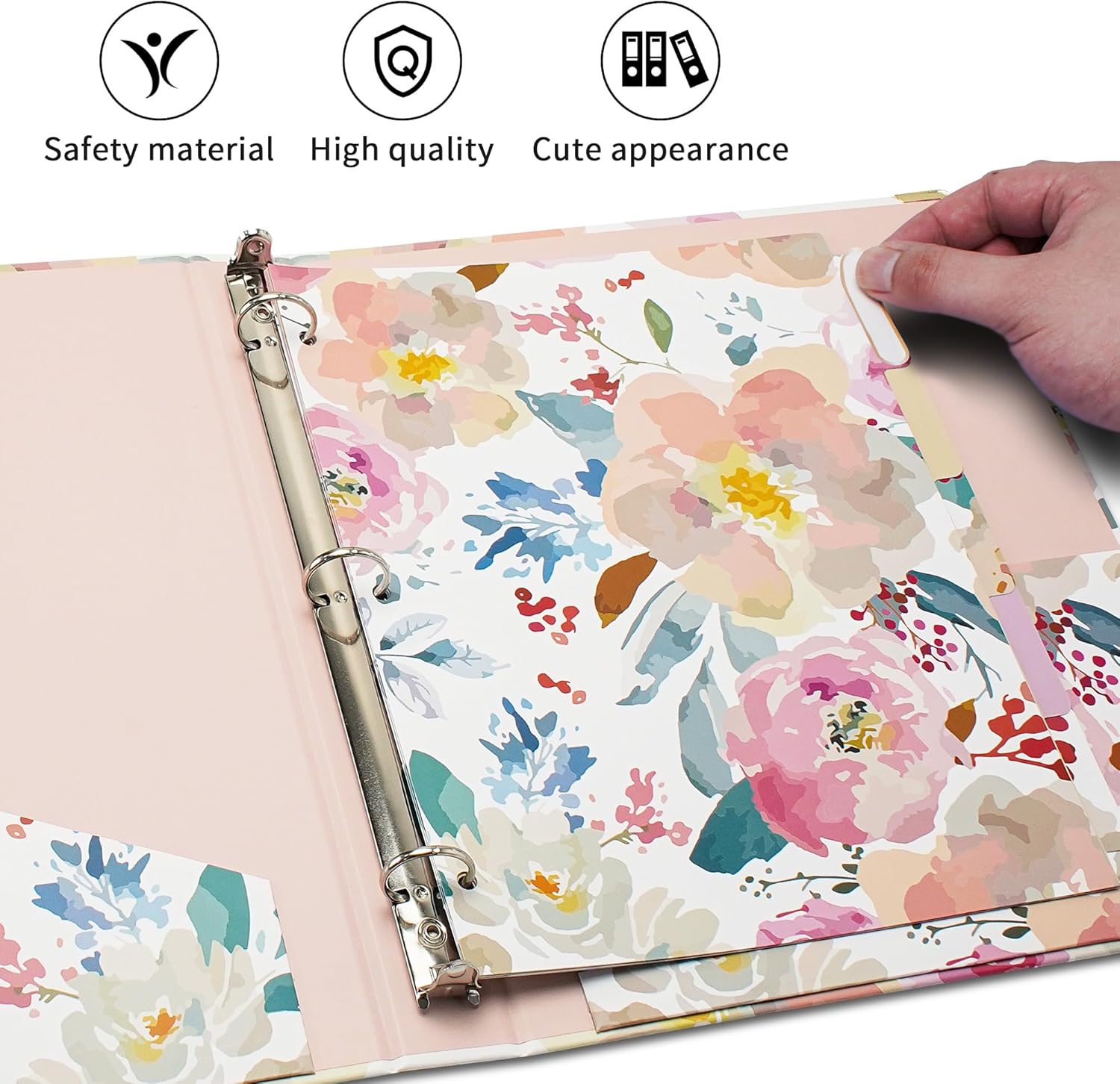Vienrose 3 Ring Binder 1 inch Rings, Cute Binder with Clipboard for Letter Size Paper, with Tab Dividers and File Folder Labels for School Office and Work, Orange Floral 5 81K2eQJTVKL. AC SL1500 - northernschoolofshiatsu.co.uk