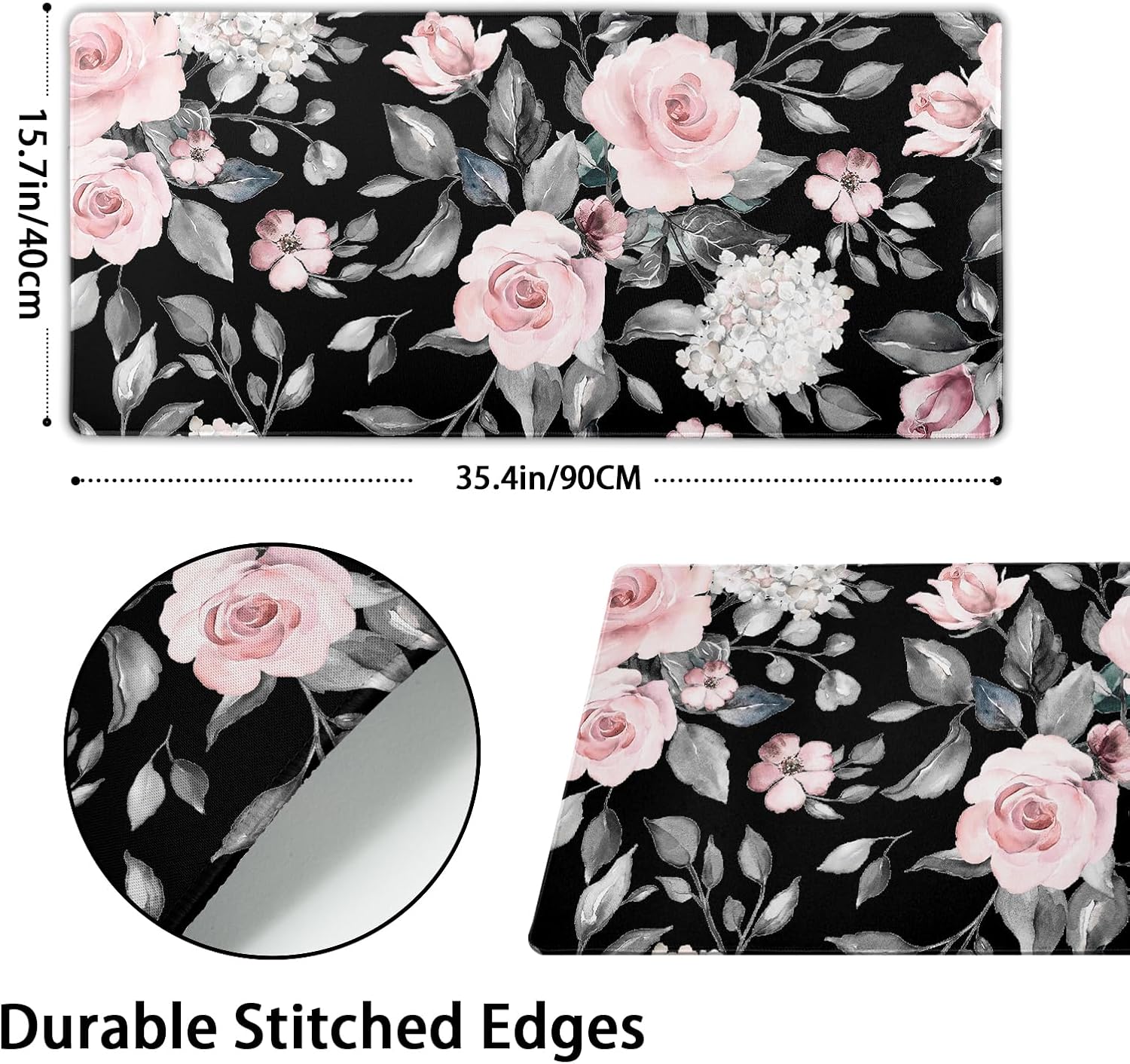 Large Floral Mouse Pad Extended Gaming Mousepad 31.5"x11.8" Vintage Aesthetic Black Desk Mat Flower Mouse Pad Plant Wildflower Mousepad XXL Laptop Computer Keyboard Mats for Desk Office 30 81K5GiaGj5L. AC SL1500 - northernschoolofshiatsu.co.uk