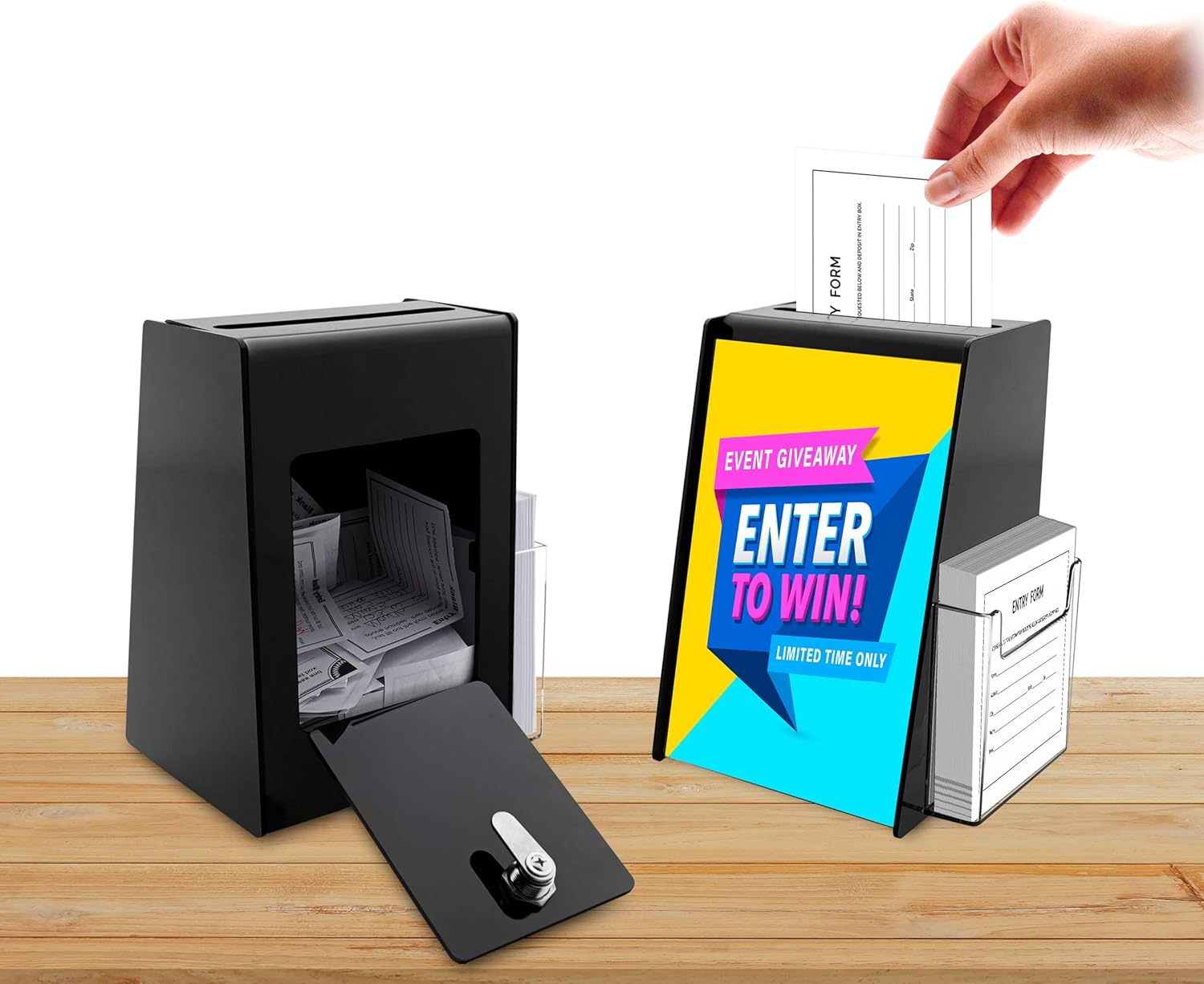 Marketing Holders Locking Ballot Box with 4" Wide Entry Form Pocket and Sign Holder Black Acrylic 5.75" x 5.5" x 8.75" Countertop Entry Bin 17 81KTONyHRWL. AC SL1500 - northernschoolofshiatsu.co.uk