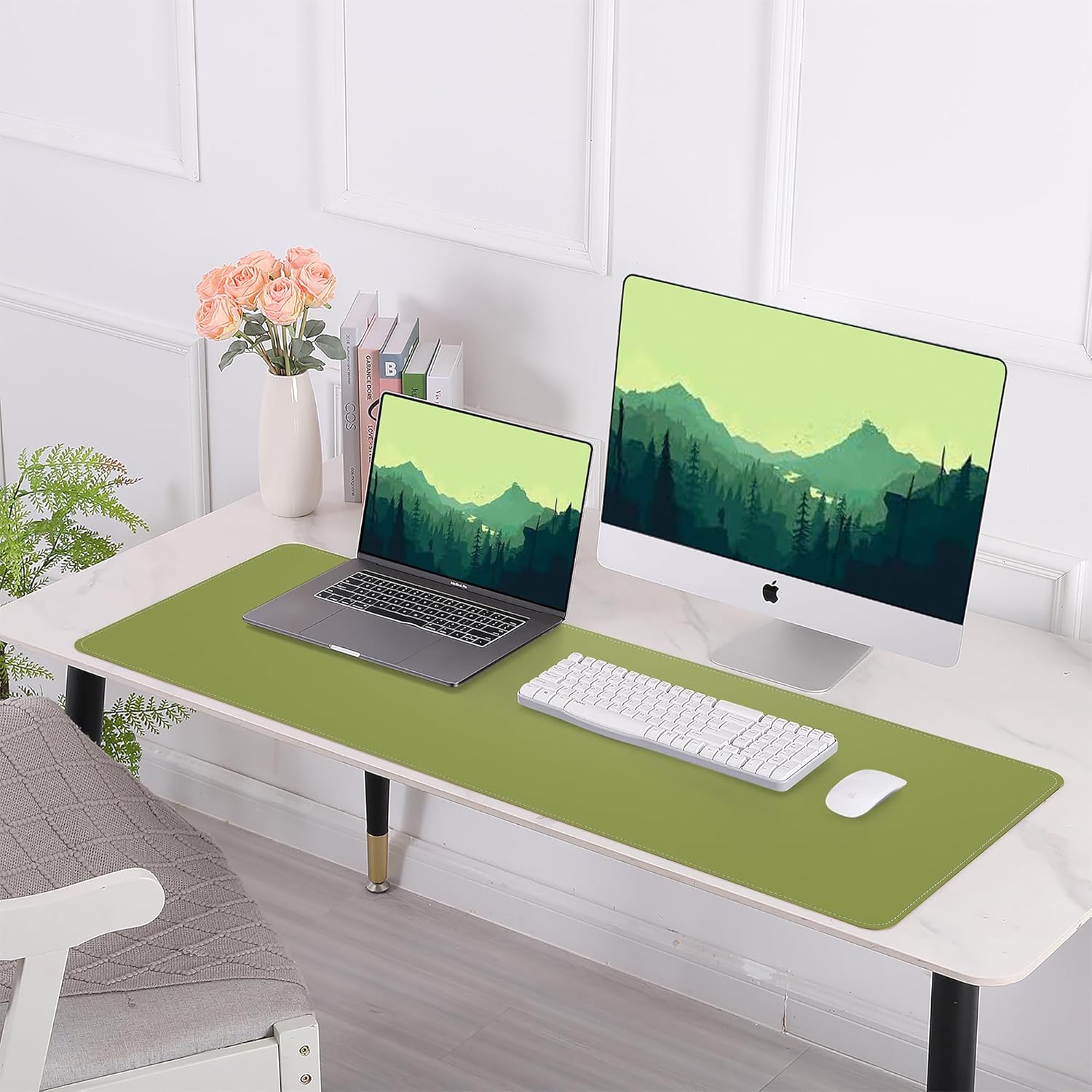 Large Desk Mat 47.2" x 17" Leather Desk Pad Protector with Natural Cork & PU Leather, Non-Slip Office Desk Mat, Large Mouse Pad, Waterproof Desk Blotter pad for Office&Home(Black) 314 - northernschoolofshiatsu.co.uk