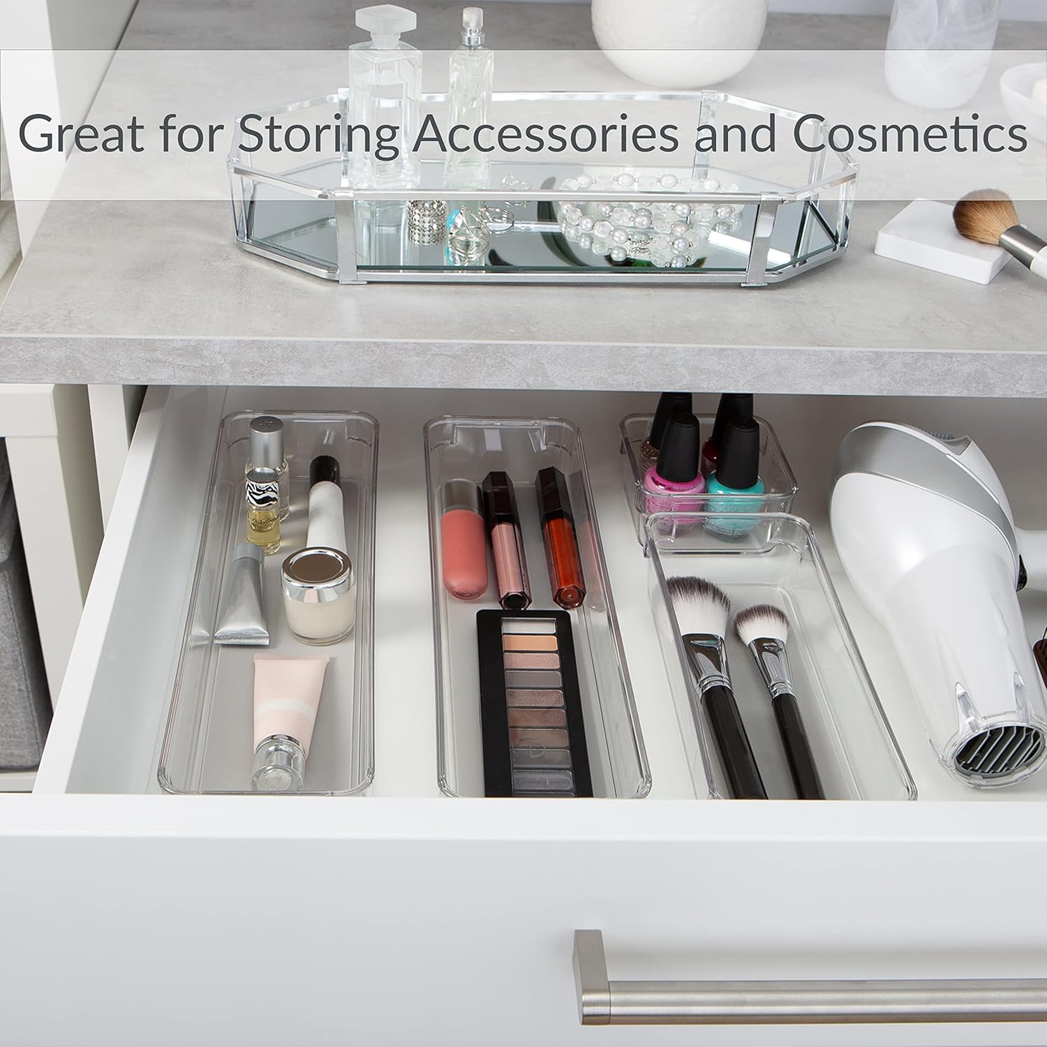 Simplify 4 Piece Multipurpose Drawer Organizers | Bathroom | Vanity | Cosmetic & Jewelry Storage | Kitchen | Clear 3 81LUhNeaczL. AC SL1500 - northernschoolofshiatsu.co.uk