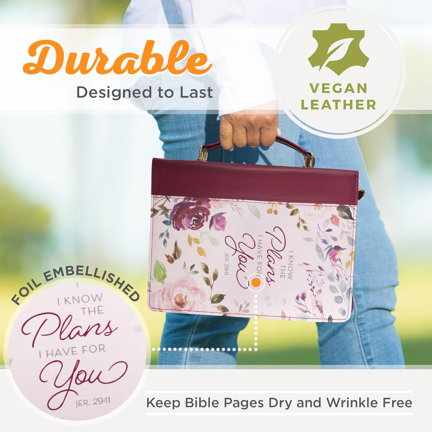 Christian Art Gifts Fashion Bible Cover I Know The Plans Floral Jeremiah 29:11 Faux Leather, Pink/Plum, Large 2 81LWOZw5TLL. AC SL1500 - northernschoolofshiatsu.co.uk