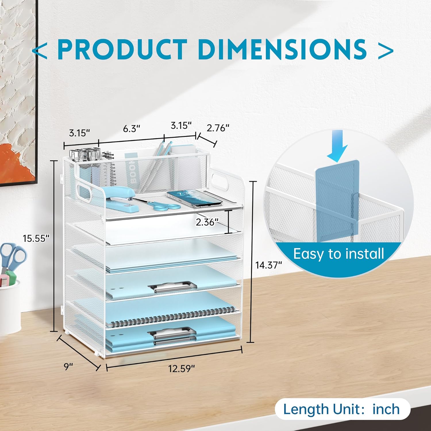 6-Tier Paper Letter Tray Organizer with Pen Holder, Mesh Desk Accessories & Workspace Organizers with Handle, File Sorter Office Supplies for Desk, White 3 81LacJeSq6L. AC SL1500 - northernschoolofshiatsu.co.uk