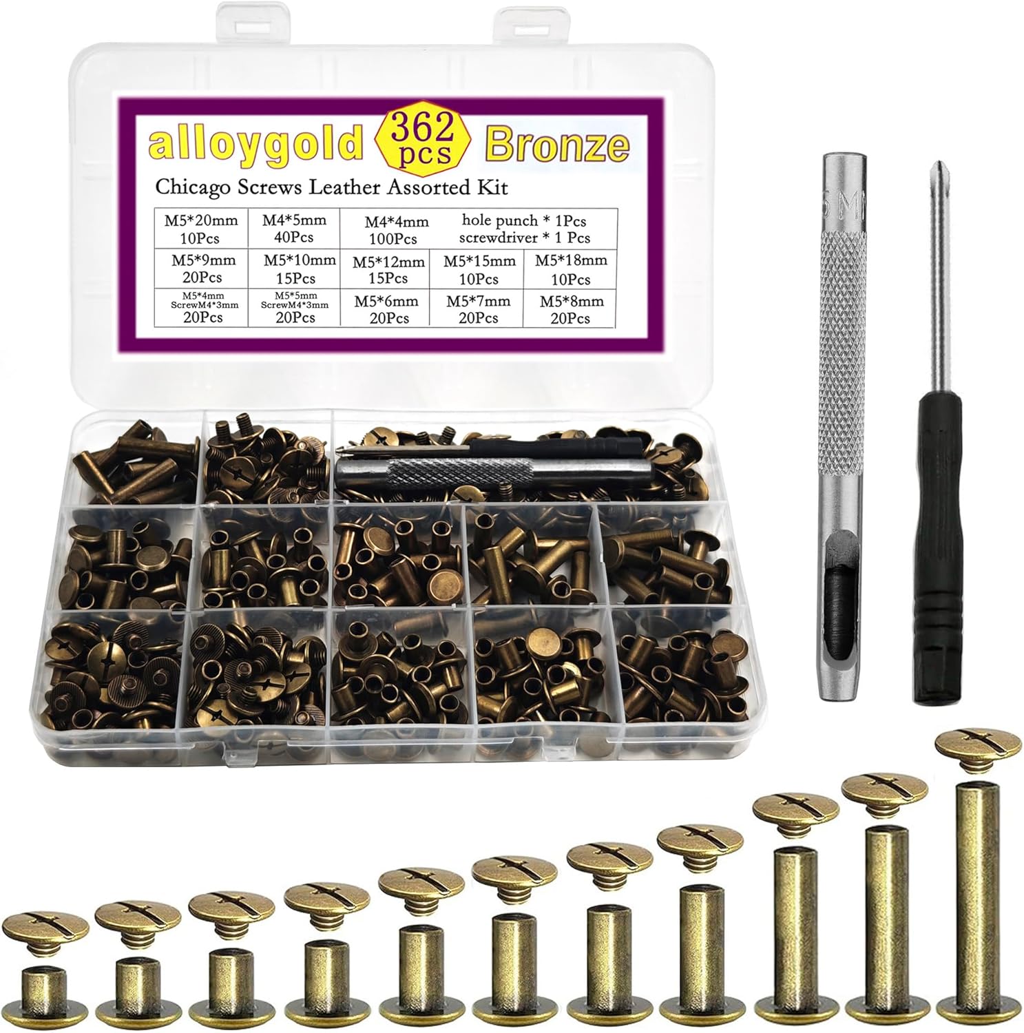 100 Pcs (50 Pair) Gun Black Phillips Chicago Binding Screws Assorted Kits,6 Sizes of Flat Head Rivet Hollow Binding Screws Posts, for Leather Saddles Purses Belt Repair(M5x5/10/15/25/35/45) 115 - northernschoolofshiatsu.co.uk