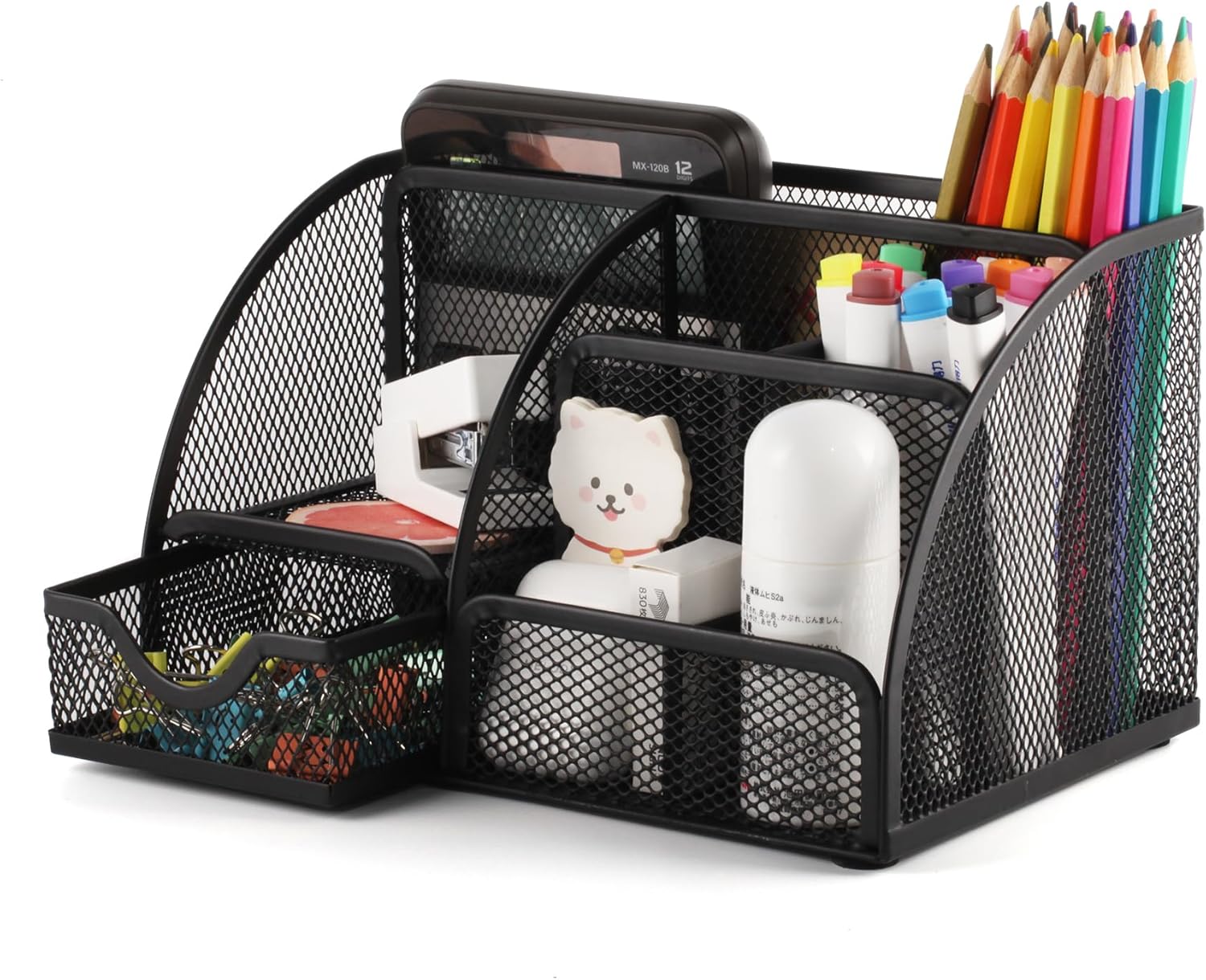 Mesh Metal Desktop Organizer Office Box with Pen Holder and Desktop Accessory Storage Basket, 7 Compartments, Black 2 81MEFQkL0EL. AC SL1500 - northernschoolofshiatsu.co.uk