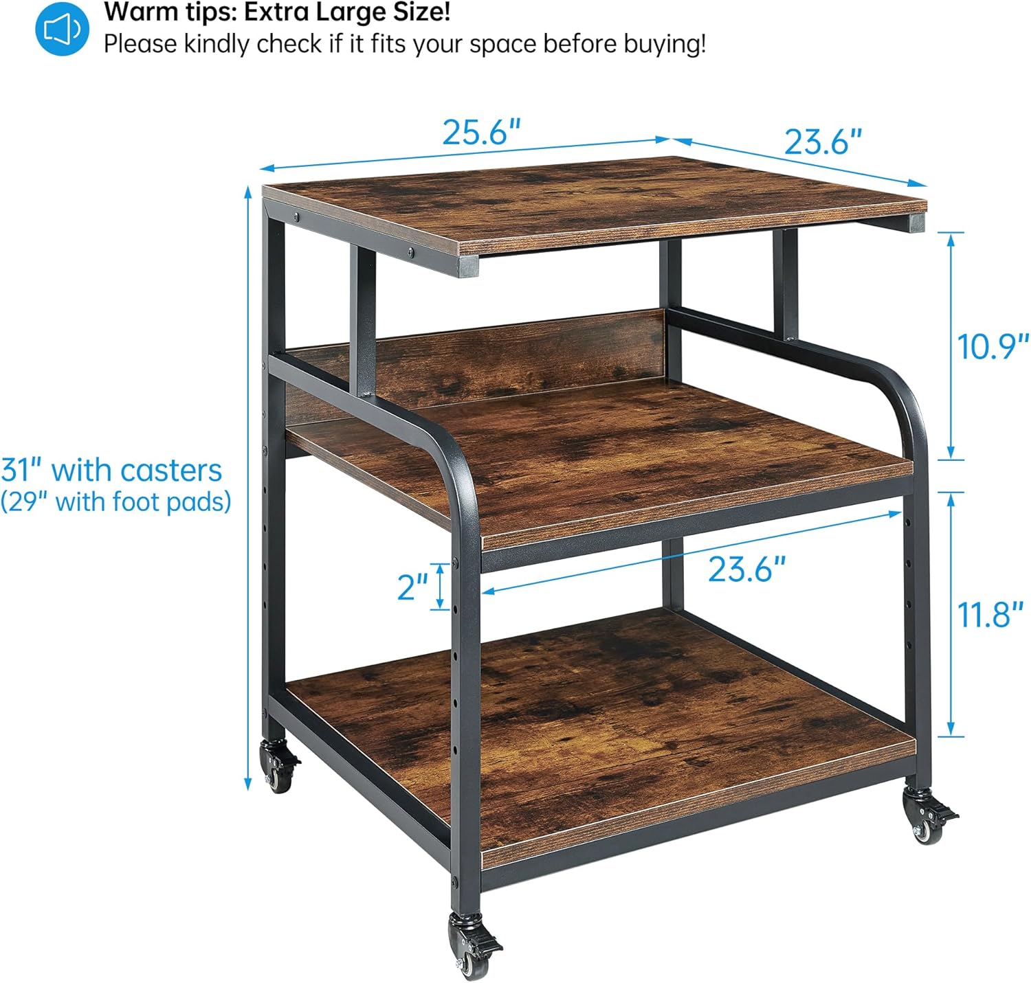 Large Printer Stand Table 23.6 x18.9 x 30 Inches with Height Adjustable Storage Shelf, 3 Tier Rolling Printer Cart with Wheels for Home Office, Gray 79 81MfriHkqRL. AC SL1500 - northernschoolofshiatsu.co.uk