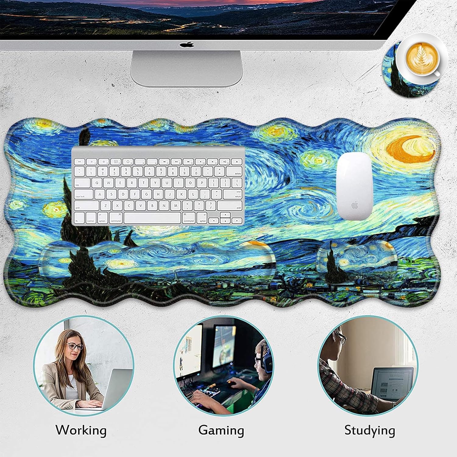 4 in 1 Desk Mat Set,Mouse Pad with Keyboard Wrist Rest,Wave-Shaped Design,Non-Slip Rubber Base,Waterproof,for Home,Office,Gaming,Starry Night 16 81NaE3F5l2L. AC SL1500 - northernschoolofshiatsu.co.uk