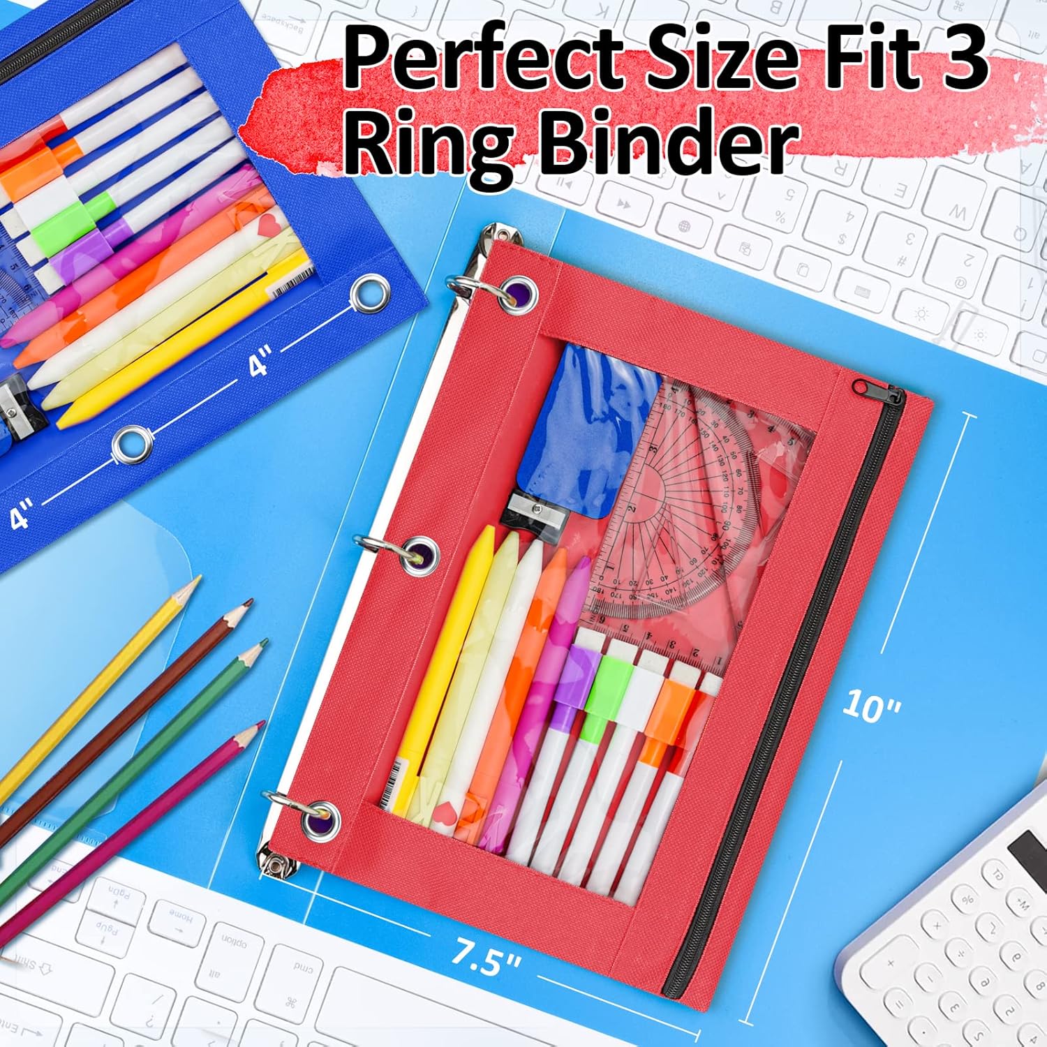 EAONE 36 Pack Pencil Pouch for 3 Ring Binder with Zipper, Double Pockets Pencil Case Bag Bulk for School Student, Office, Home, Classroom Supplies, 9 Colors 9 81NdSKW42BL. AC SL1500 - northernschoolofshiatsu.co.uk
