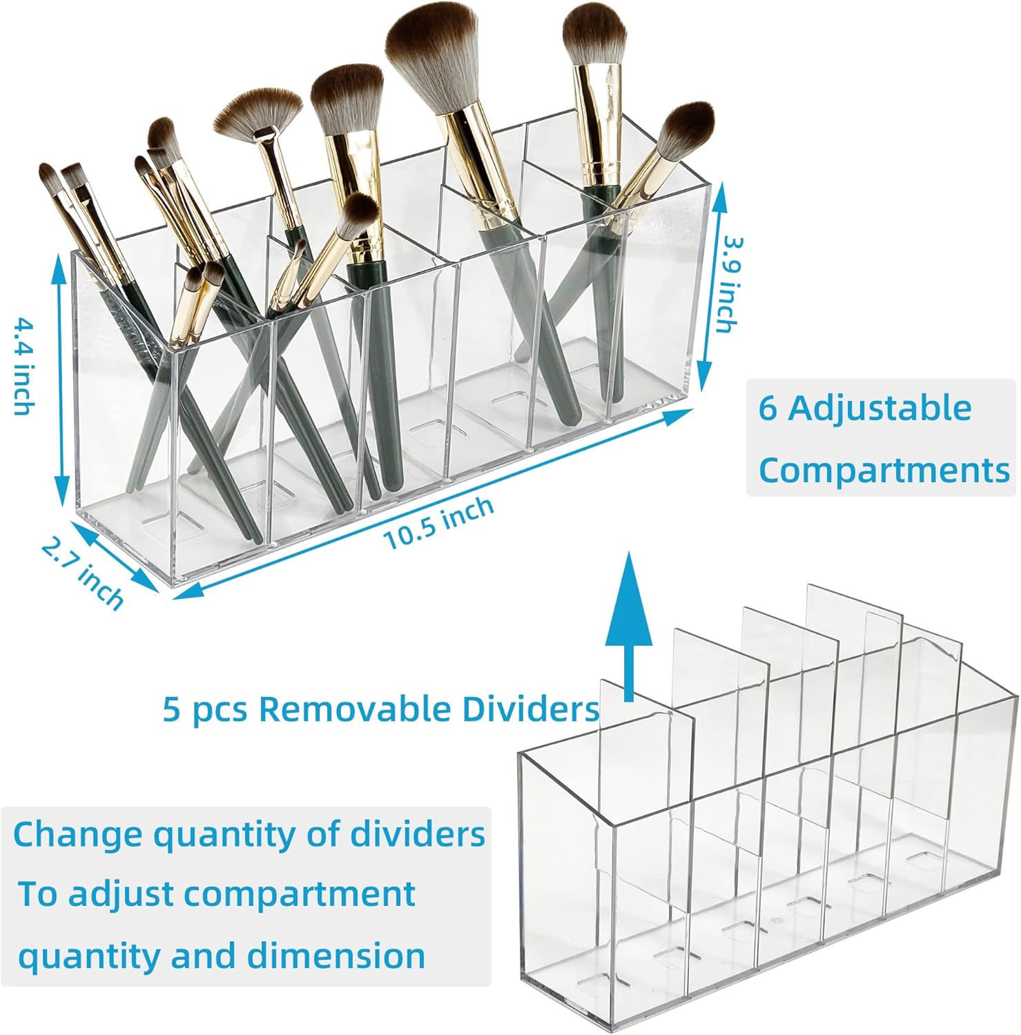 Pen Holder Tea Bag Makeup Brush Holder 6 Compartments Organizer with Removable Dividers for Desk Storage Office Accessory Bathroom Kitchen Desktop Pencil Cup Stationery Organization Clear 5 81NejBN2jjL. AC SL1500 - northernschoolofshiatsu.co.uk