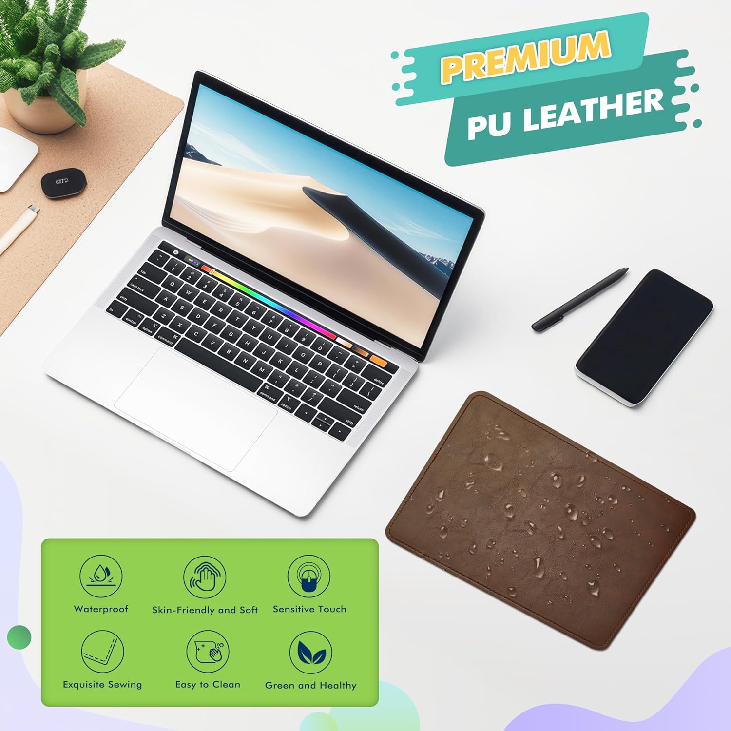 Mouse Pad, PU Mouse Pad,Leather Mouse Pad with Stitched Edge Micro-Fiber Base with Non-Slip Waterproof,Mouse Pad for Computers,Laptop, 8x11Inch (Caramel Brown) 291 81O4q6805pL. AC SL1500 - northernschoolofshiatsu.co.uk