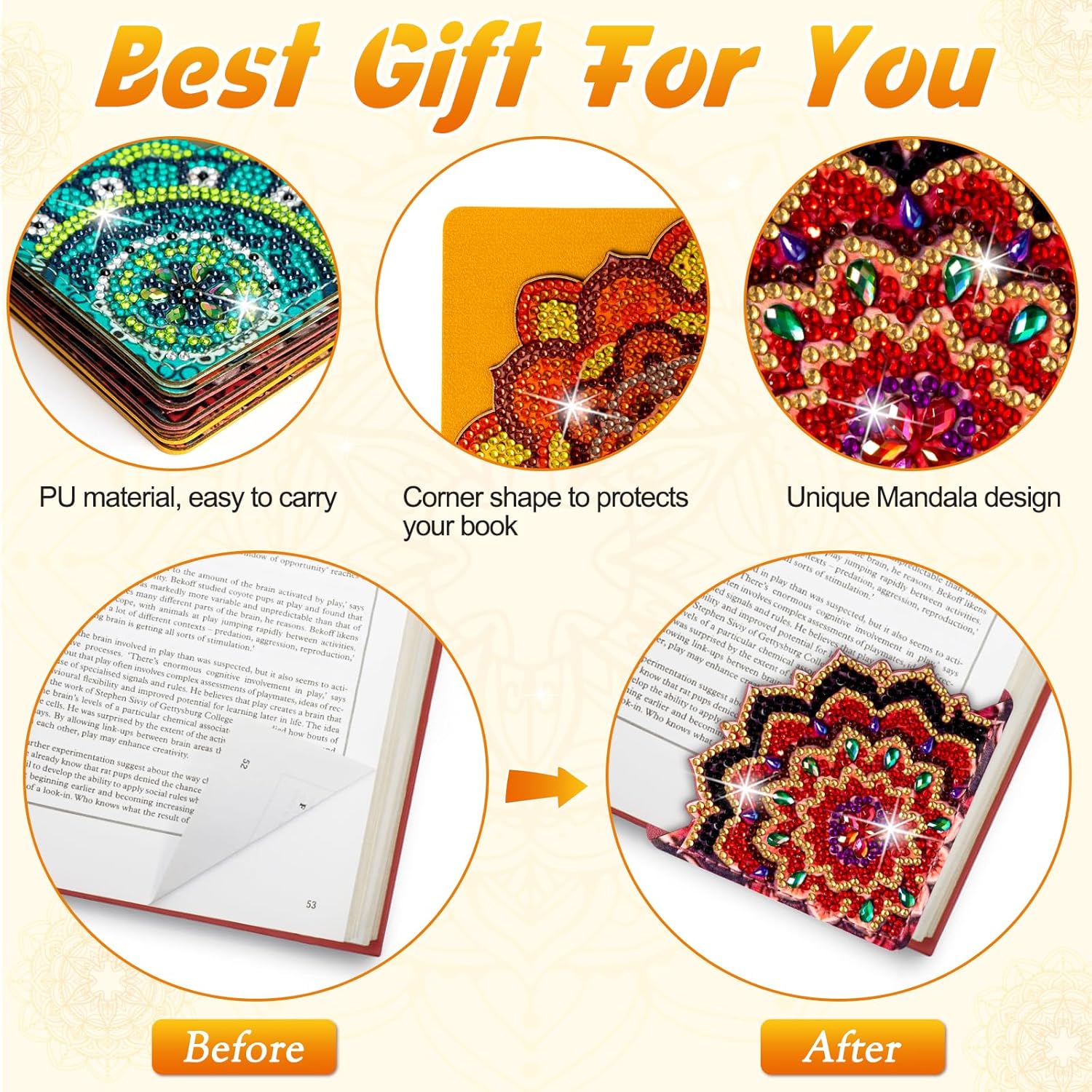 4 pcs Diamond Painting Bookmarks, DIY Diamond Art Kits for Adults, Book Corner - Protecting Bookmark Craft Supplies Kits for Book Lovers(Mandala) 3 - northernschoolofshiatsu.co.uk