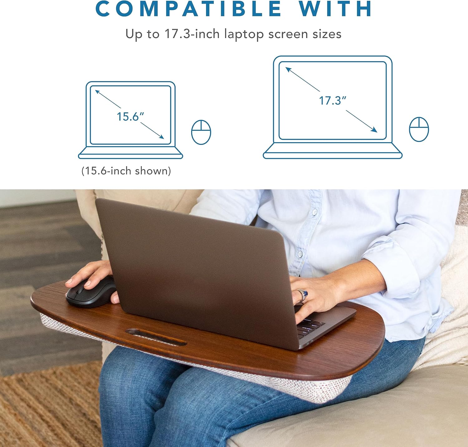 LAPGEAR Extra Large Bamboo Lap Desk - Chestnut - Fits up to 17.3 Inch Laptops - Style No. 91692 2 - northernschoolofshiatsu.co.uk