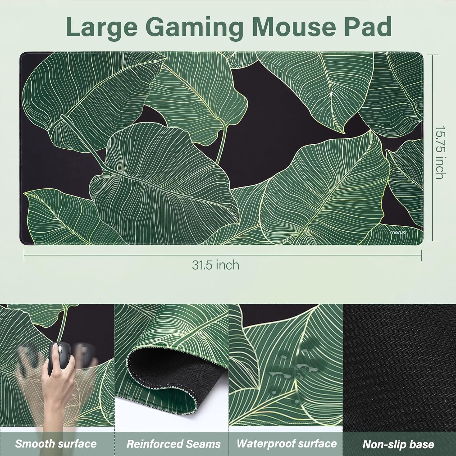 MOSISO Keyboard Mouse Pad Set,Large Gaming Mouse Pad&Keyboard Wrist Rest&Mouse Wrist Rest&Coaster,Ergonomic Non-Slip Leaf Mousepad with Raised Memory Foam for Home Office, Tropical Palm Leaves 3 81PWXtyYtPL. AC SL1500 - northernschoolofshiatsu.co.uk